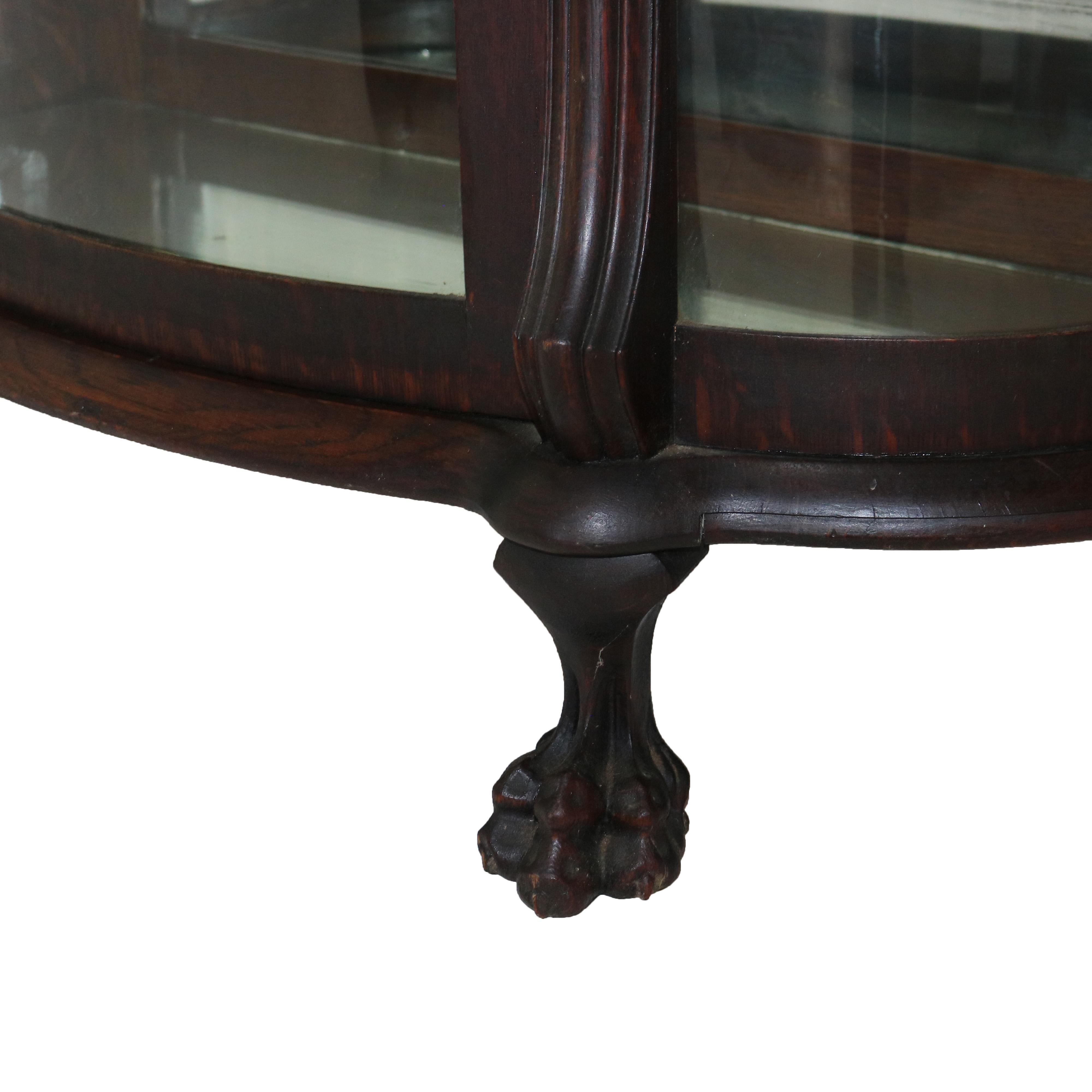 ***Reduced Delivery Rates - See Below or Click “Ask The Seller” to Request a Quote***

Antique RJ Horner Figural Carved Oak Curved Glass Paw Feet Curio Cabinet C1910

Measures - 63 7/8