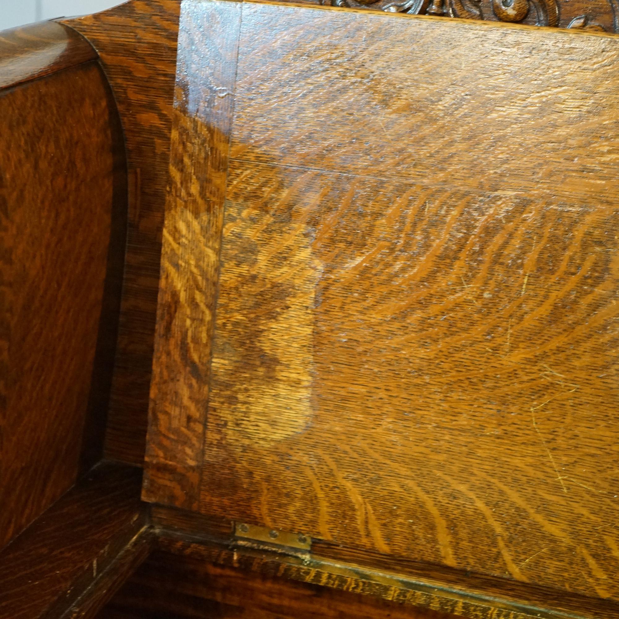 Antique RJ Horner Figural Carved Oak Hall Bench C1900 5
