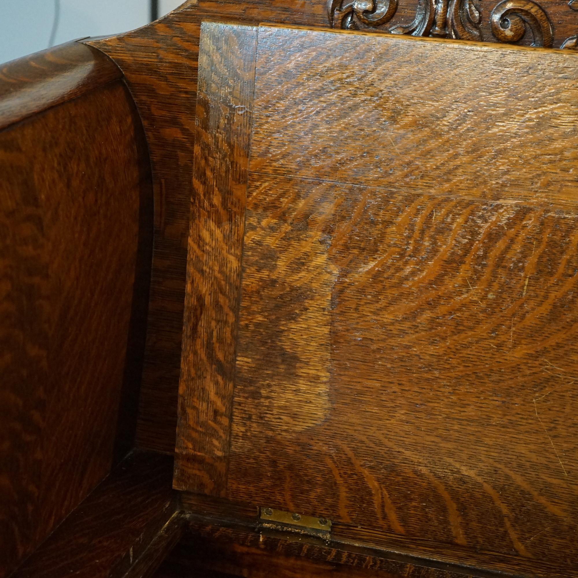 Antique RJ Horner Figural Carved Oak Hall Bench C1900 6