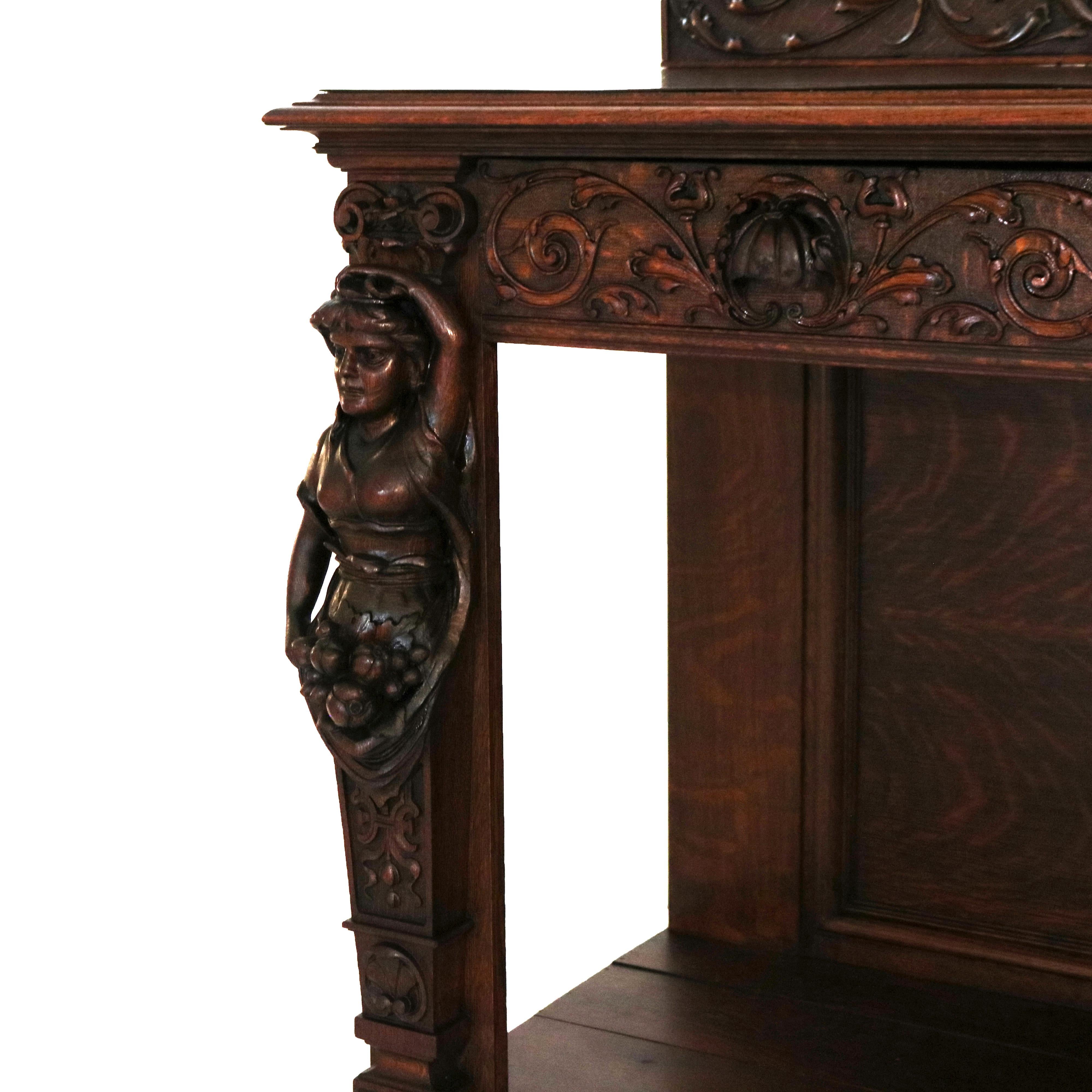 Antique RJ Horner Figural Carved Oak Server with Figural Caryatids C1900 6