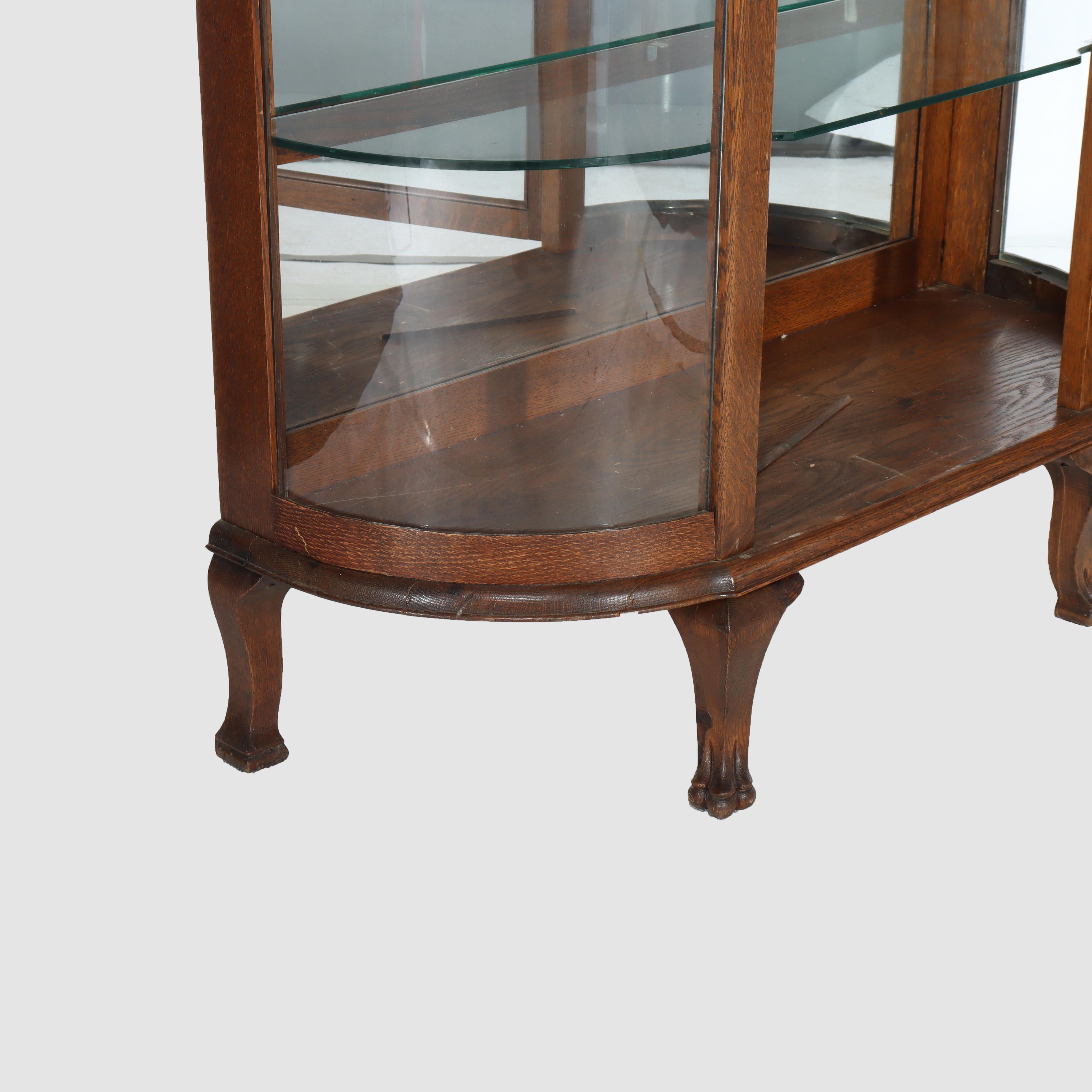 Antique RJ Horner Foliate Carved Oak China Cabinet Con Specchio c1900 in vendita 7