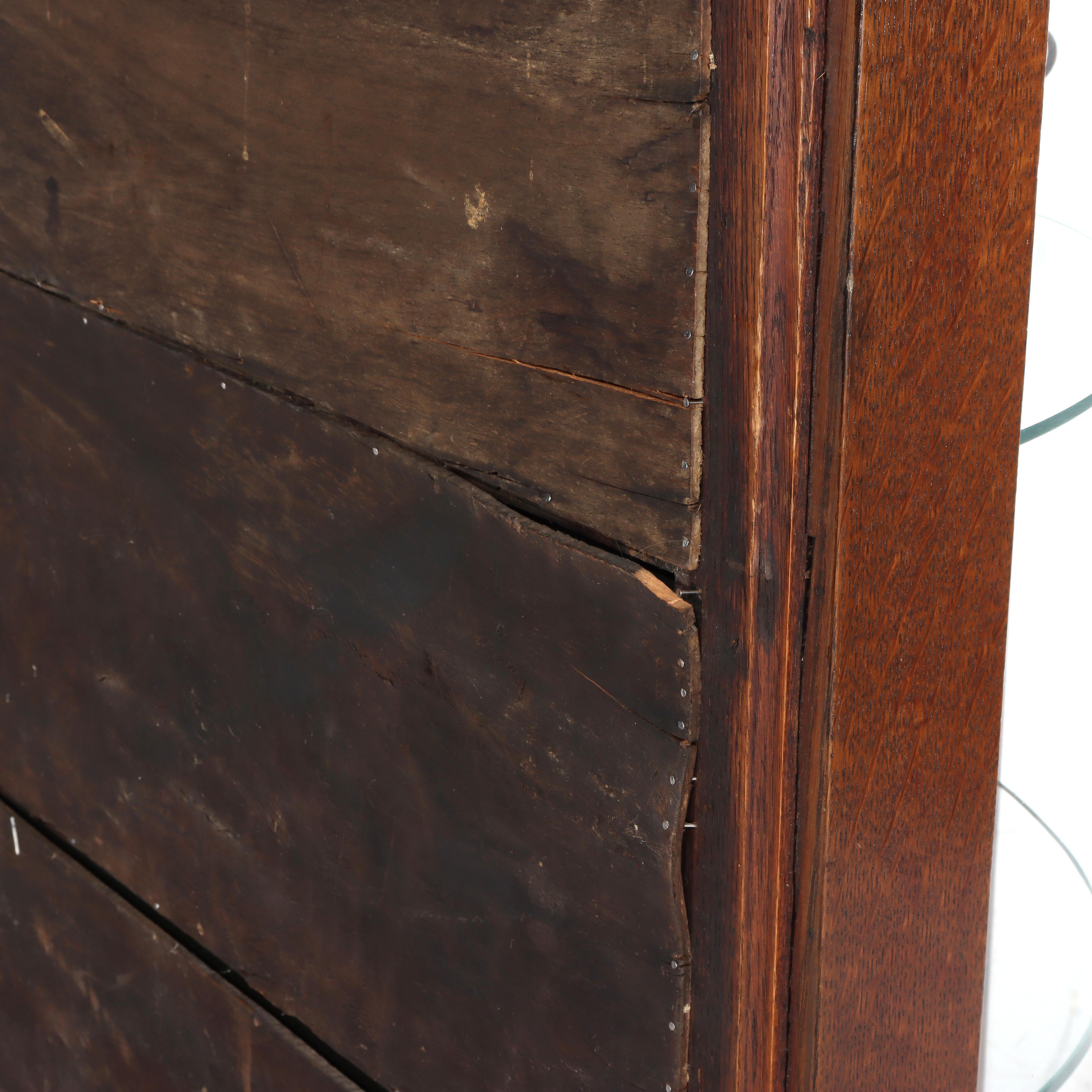 Antique RJ Horner Foliate Carved Oak China Cabinet Con Specchio c1900 in vendita 11