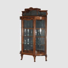 Antique RJ Horner Foliate Carved Oak China Cabinet With Mirror c1900
