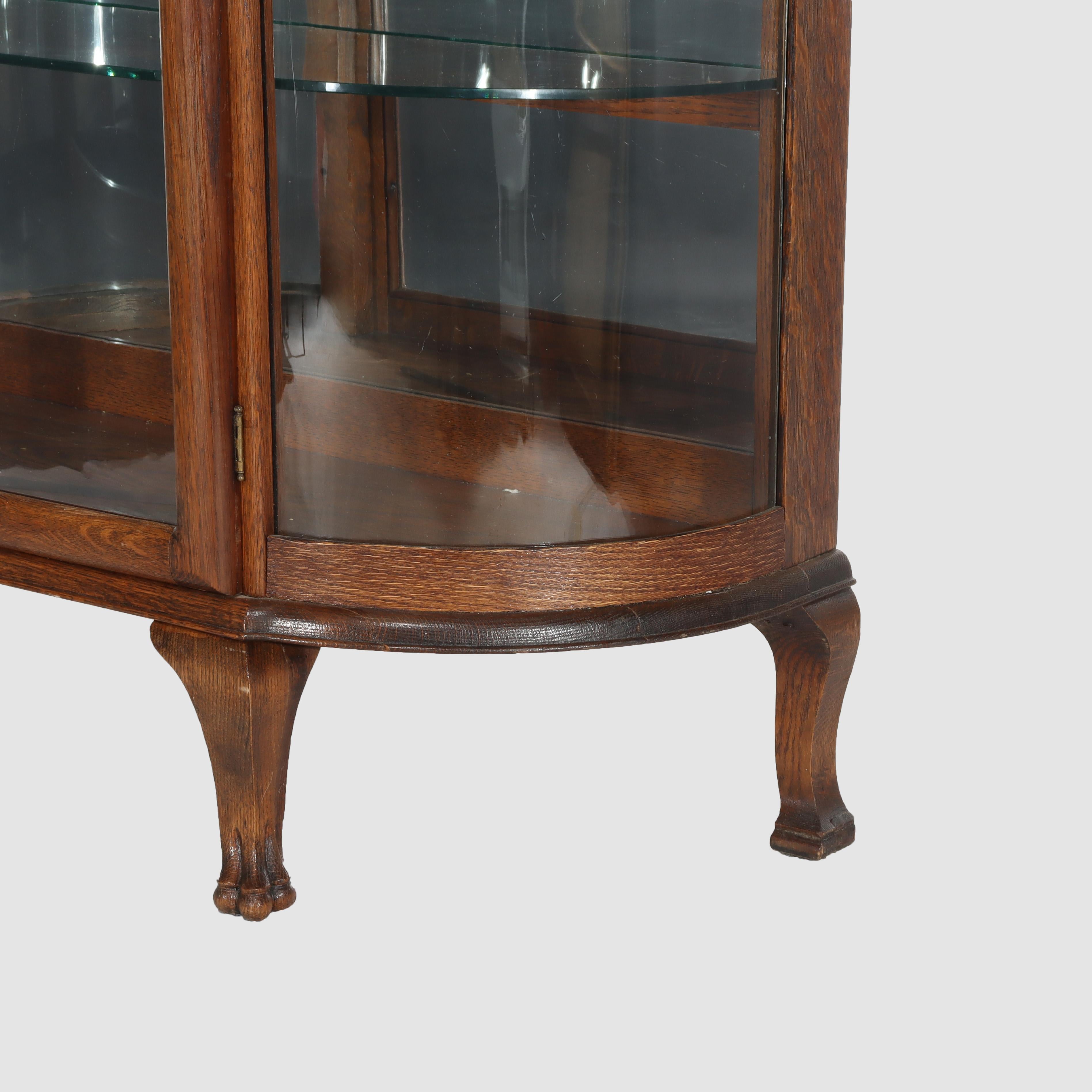Antique RJ Horner Foliate Carved Oak China Cabinet Con Specchio c1900 In condizioni buone in vendita a Big Flats, NY