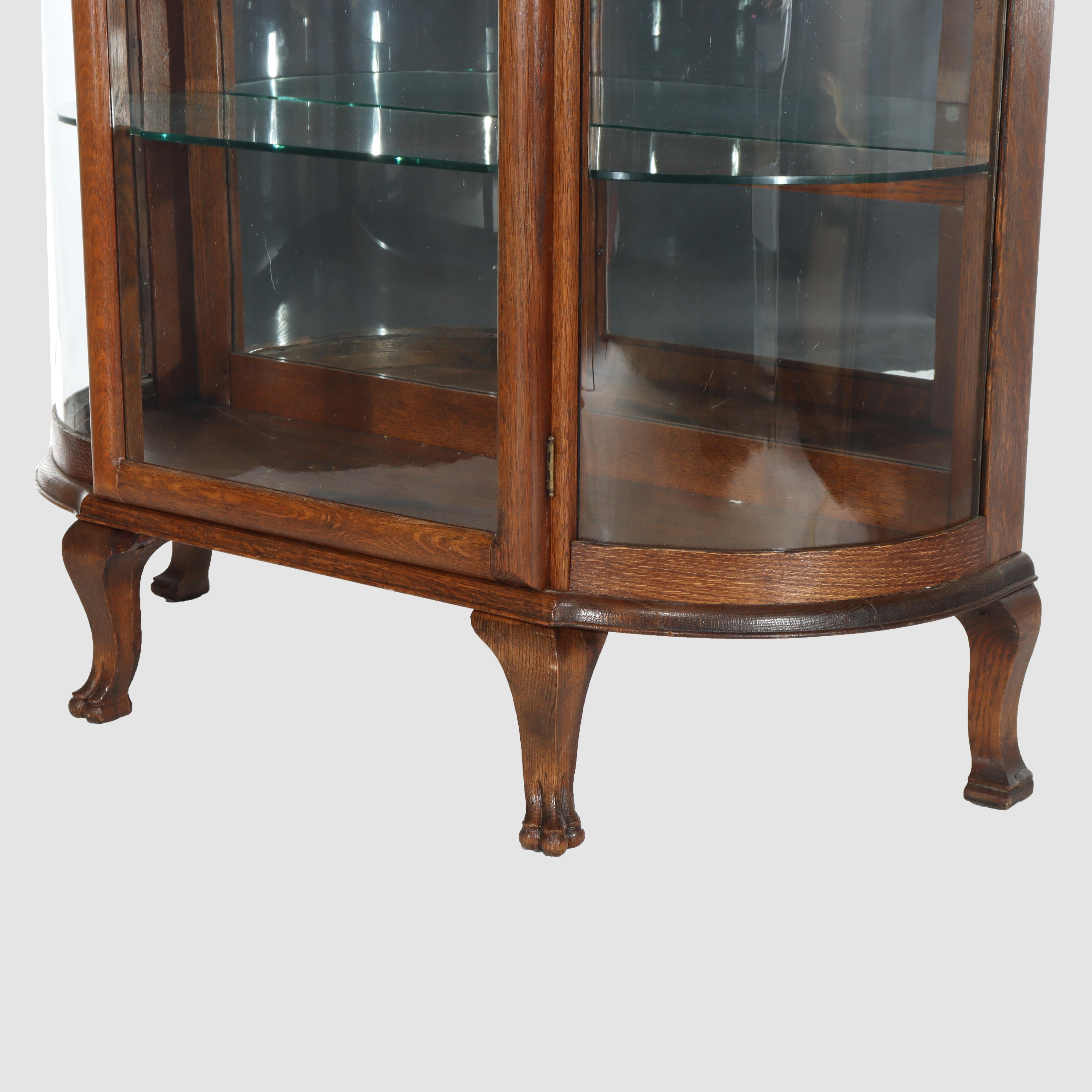 XX secolo Antique RJ Horner Foliate Carved Oak China Cabinet Con Specchio c1900 in vendita
