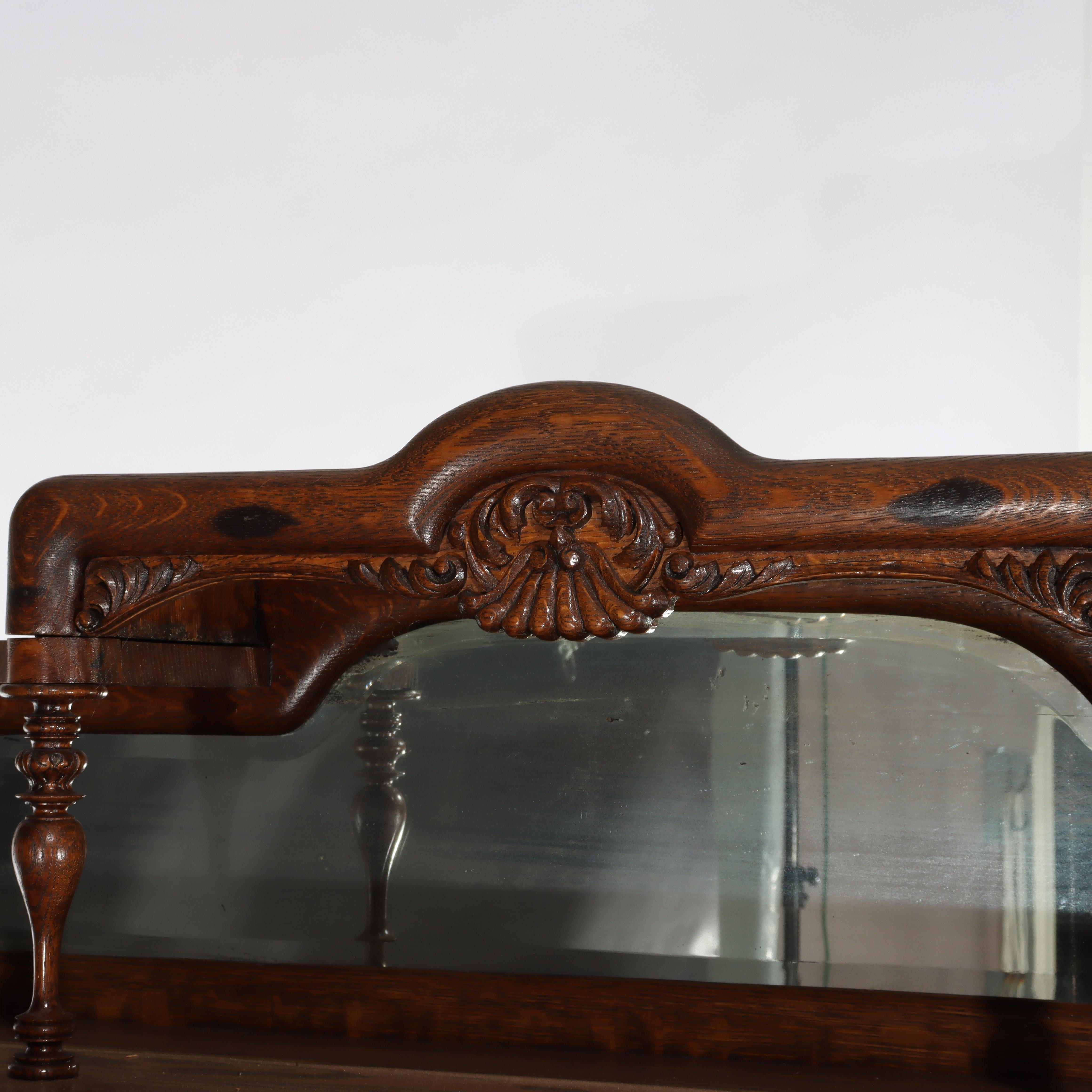 Antique RJ Horner Foliate Carved Oak China Cabinet Con Specchio c1900 in vendita 3