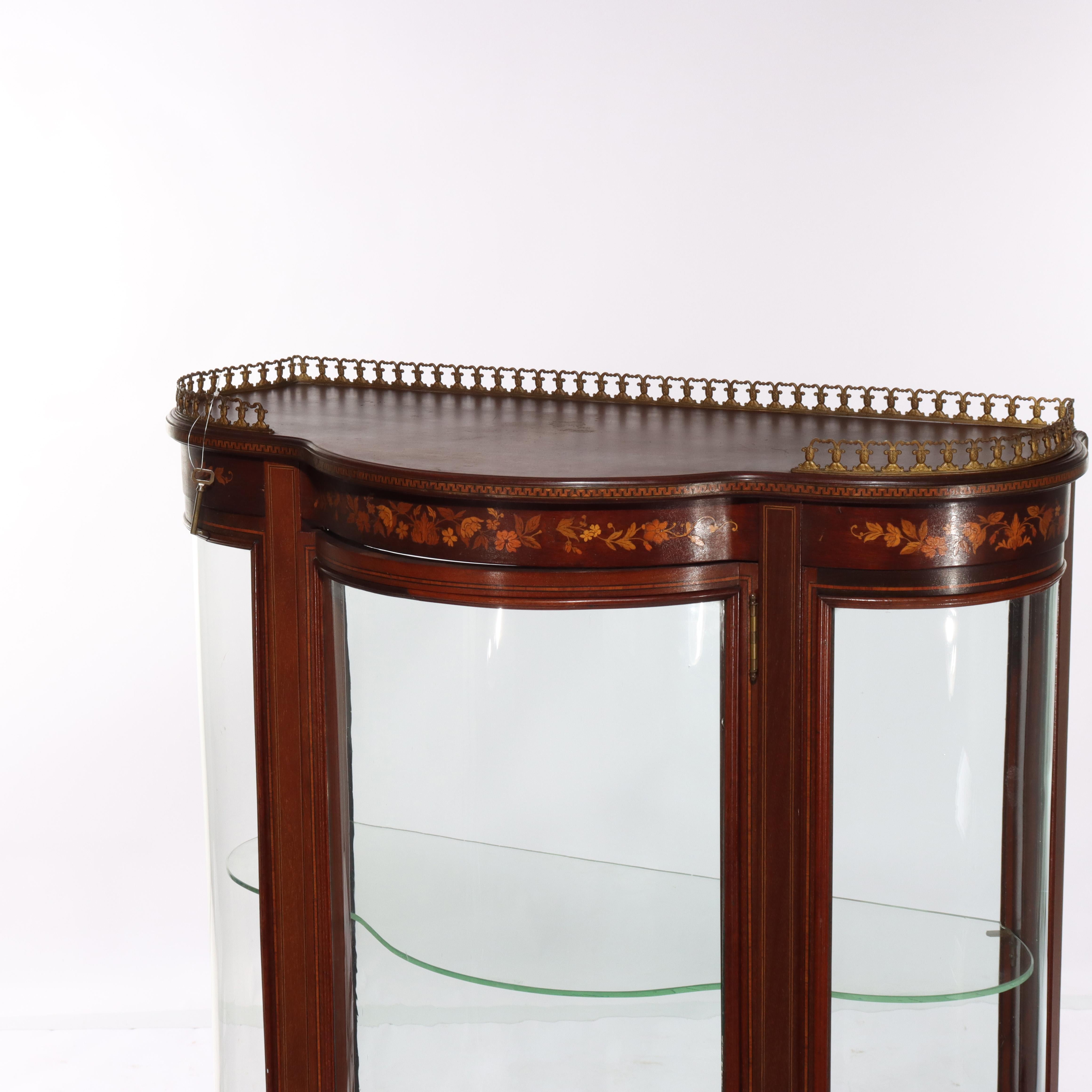 ***Reduced In-House Delivery Rates - Click on “Ask Seller” to Request a Quote***
Antique RJ Horner Inlaid Mahogany & Marquetry Vitrine 19thC.   
Measures - 59