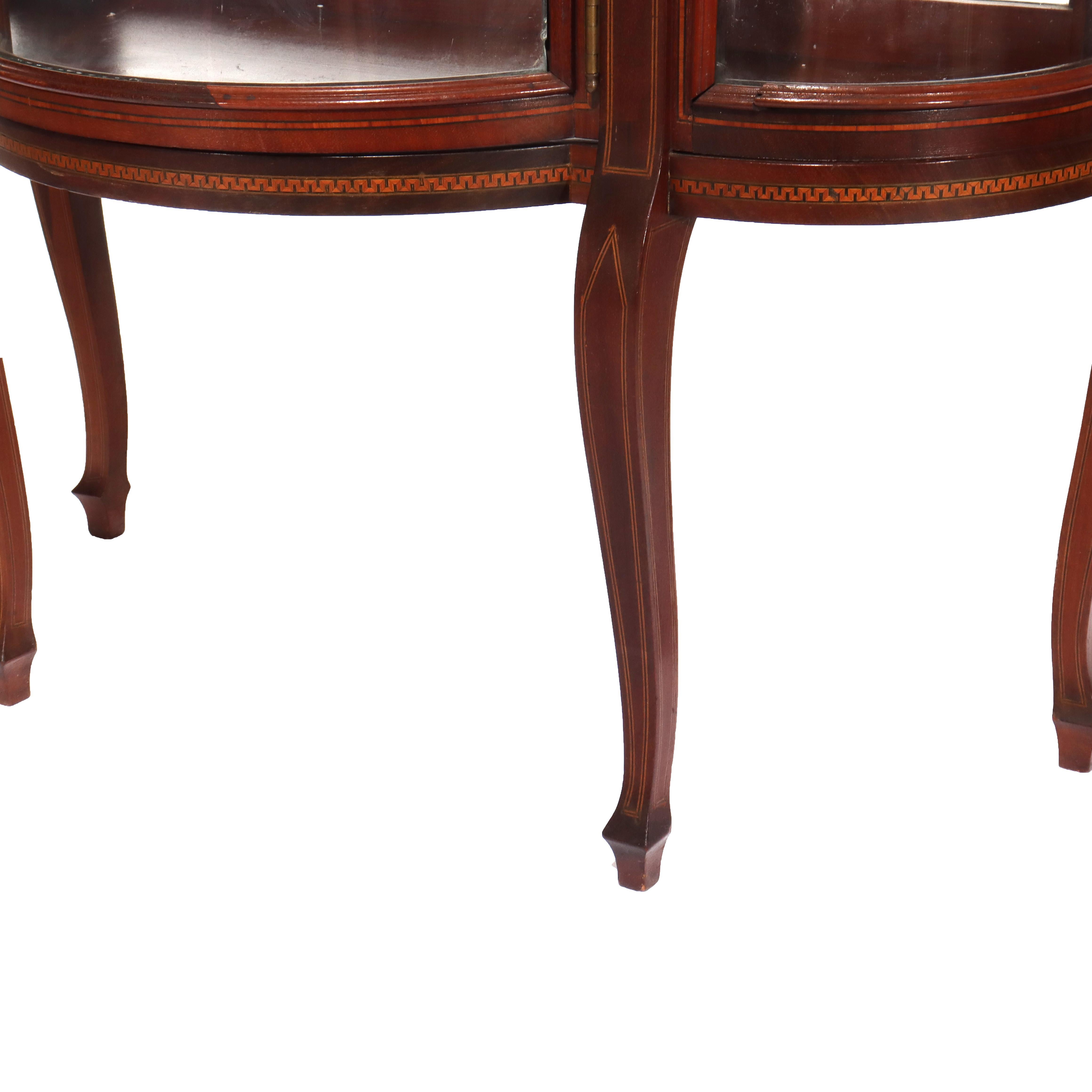 19th Century Antique RJ Horner Inlaid Mahogany & Marquetry Vitrine 19thC For Sale