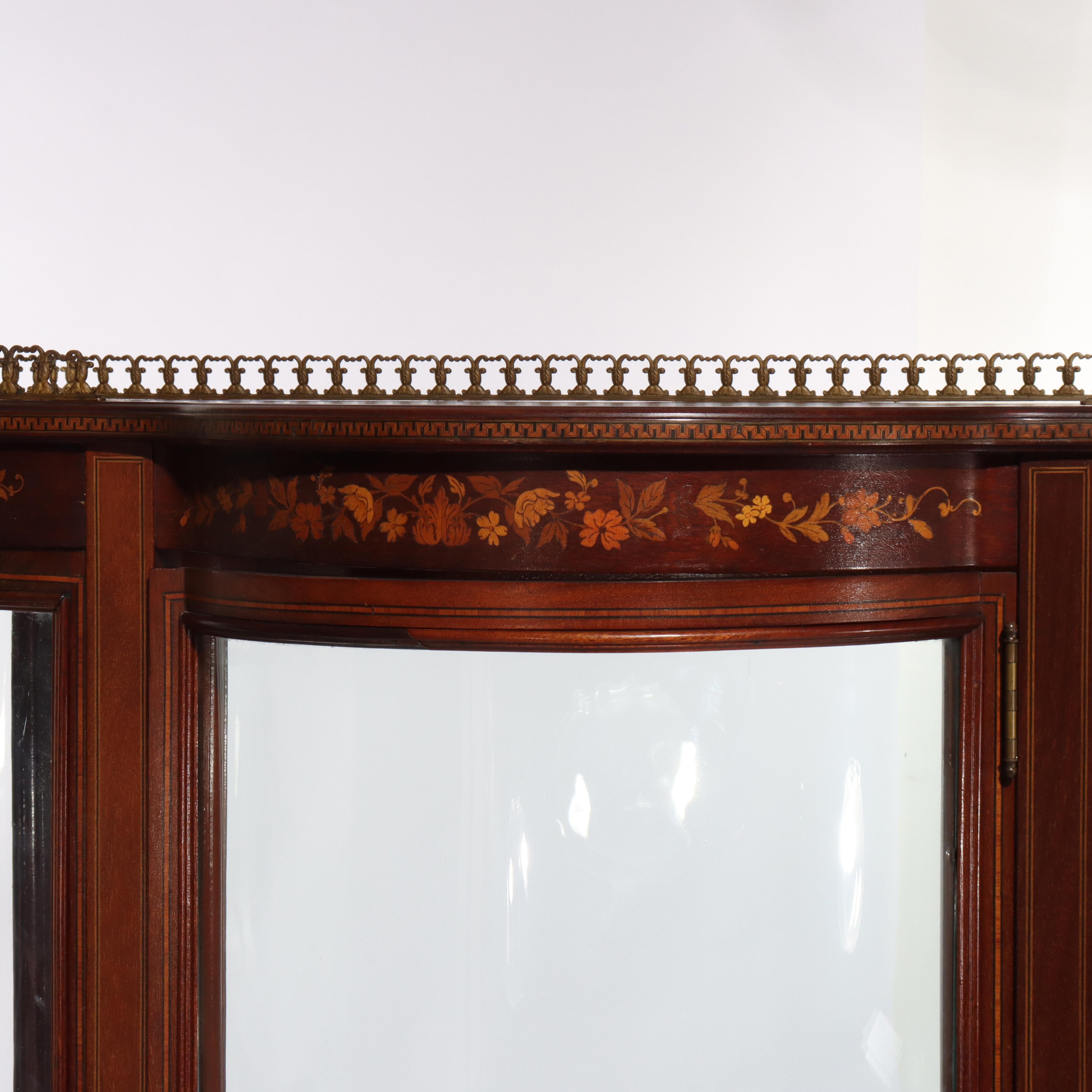 Antique RJ Horner Inlaid Mahogany & Marquetry Vitrine 19thC For Sale 1