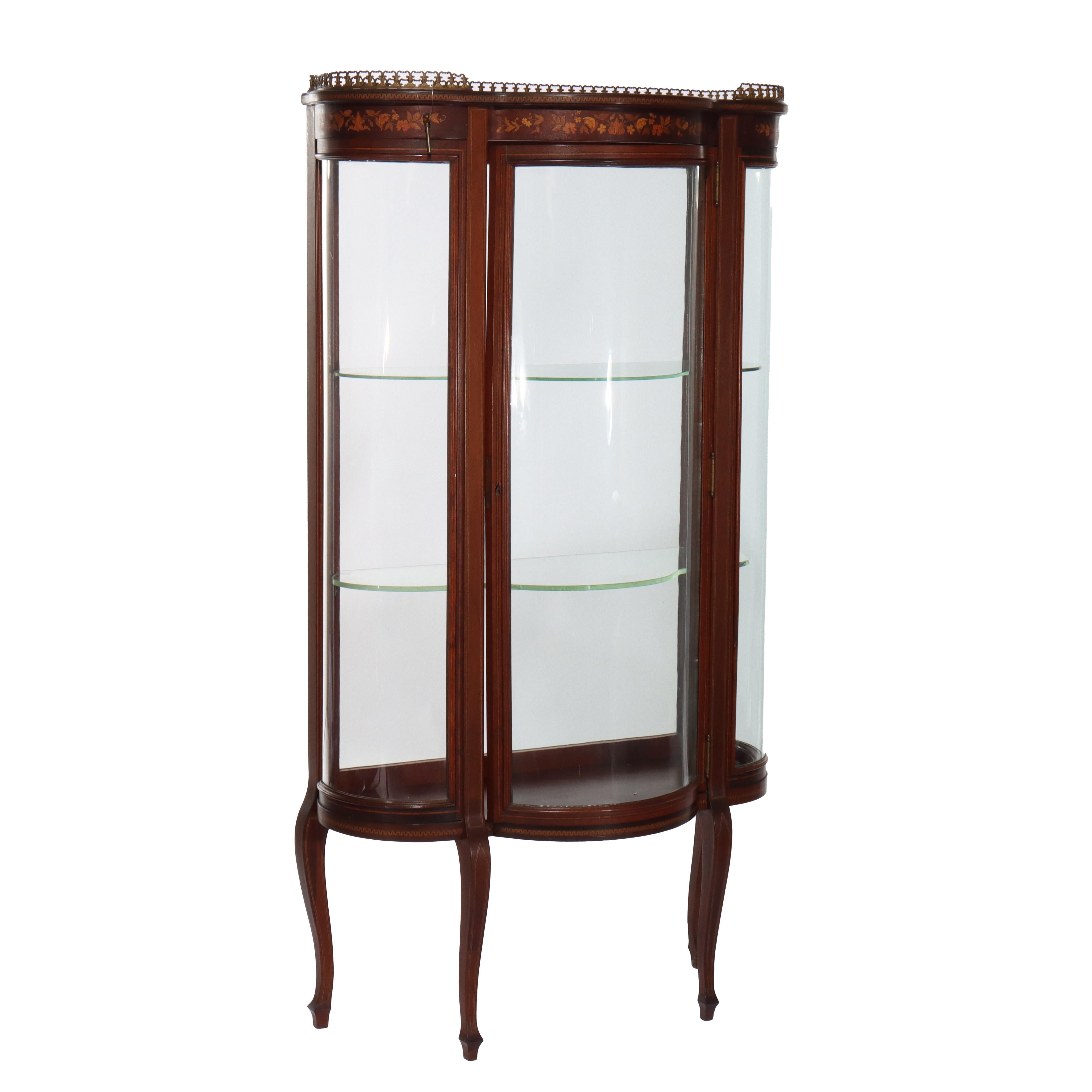 Antique RJ Horner Inlaid Mahogany & Marquetry Vitrine 19thC For Sale 2