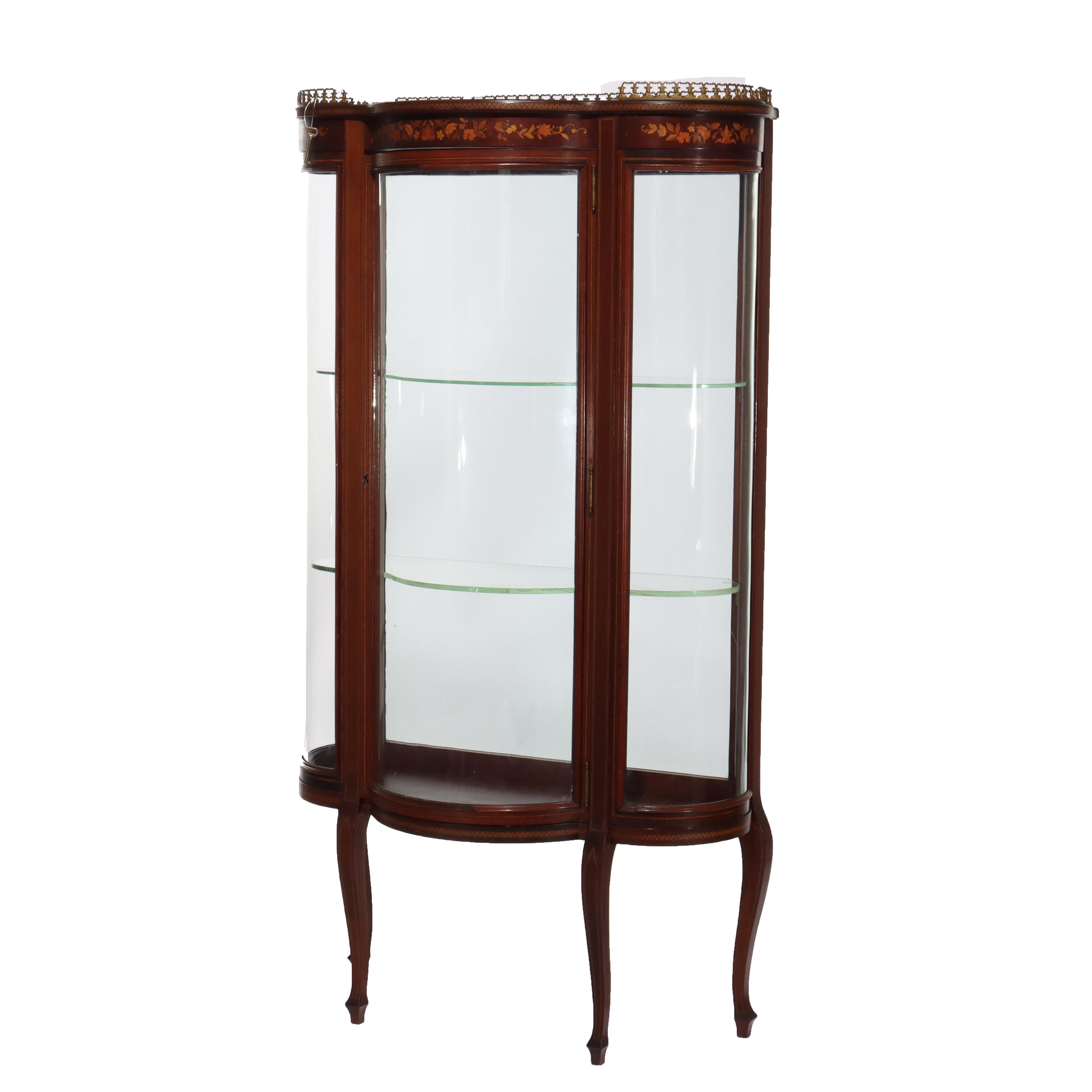 Antique RJ Horner Inlaid Mahogany & Marquetry Vitrine 19thC For Sale