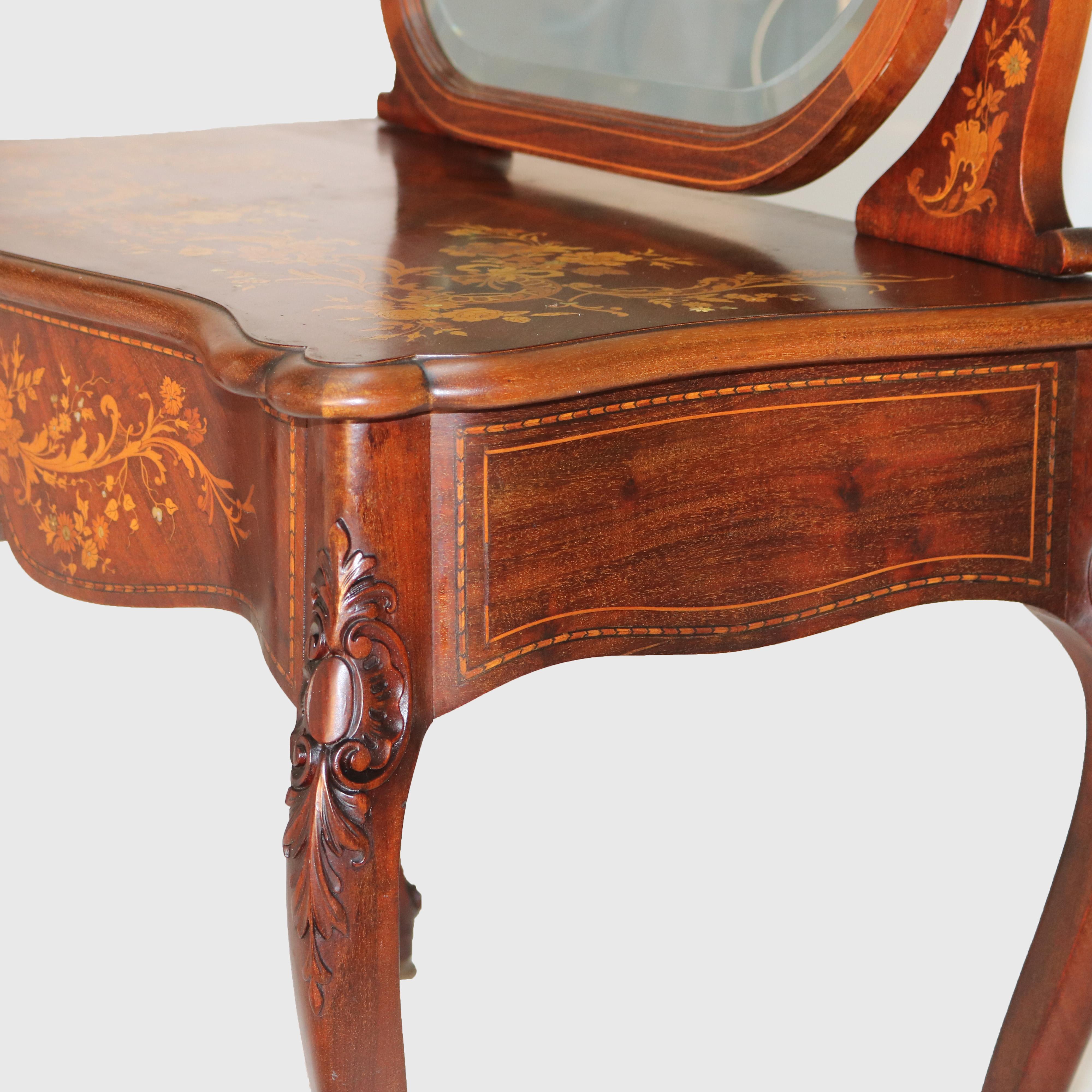 Antico tavolino da toilette RJ Horner in mogano e intarsio floreale C1900 in vendita 5