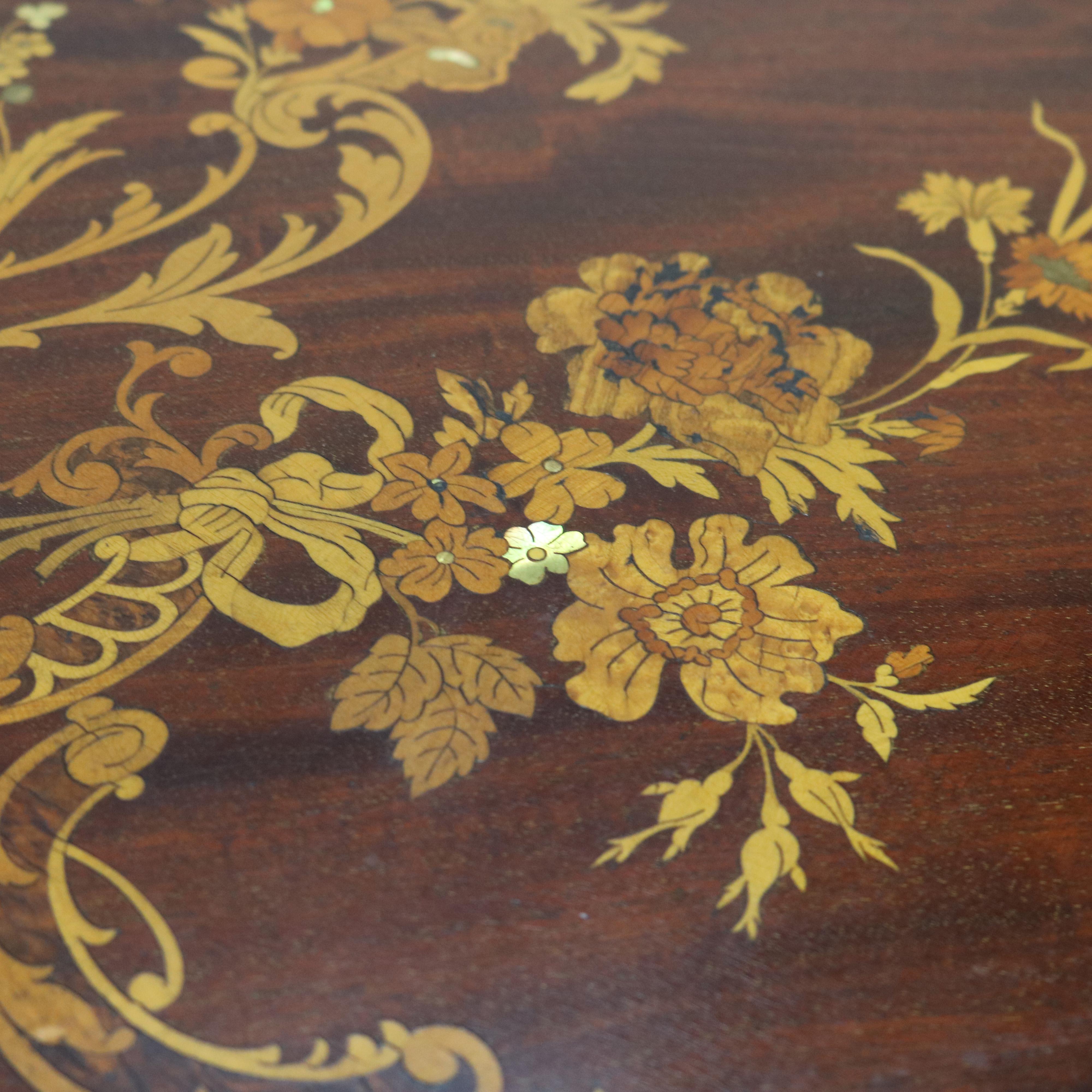 Antico tavolino da toilette RJ Horner in mogano e intarsio floreale C1900 in vendita 8