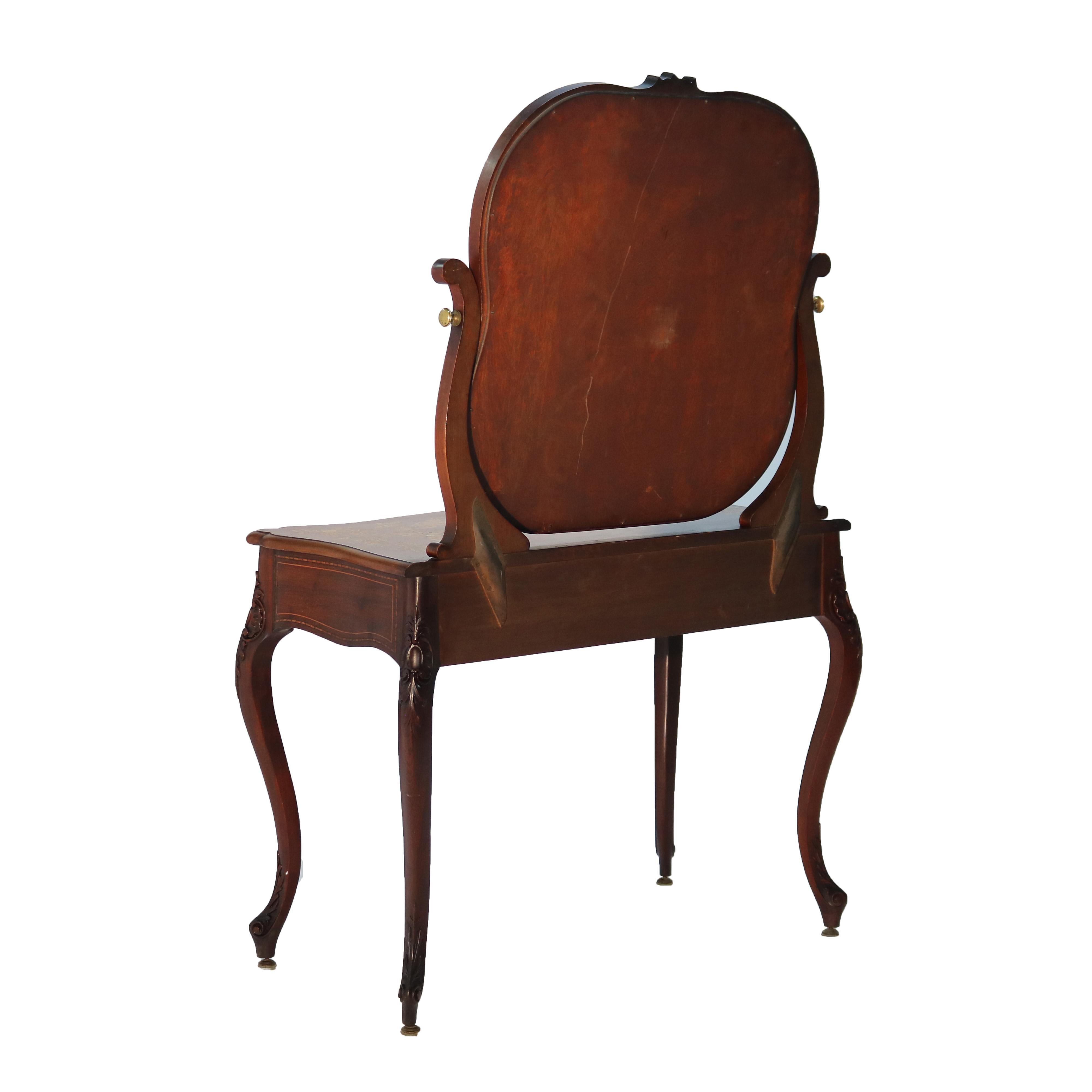 Antico tavolino da toilette RJ Horner in mogano e intarsio floreale C1900 in vendita 9