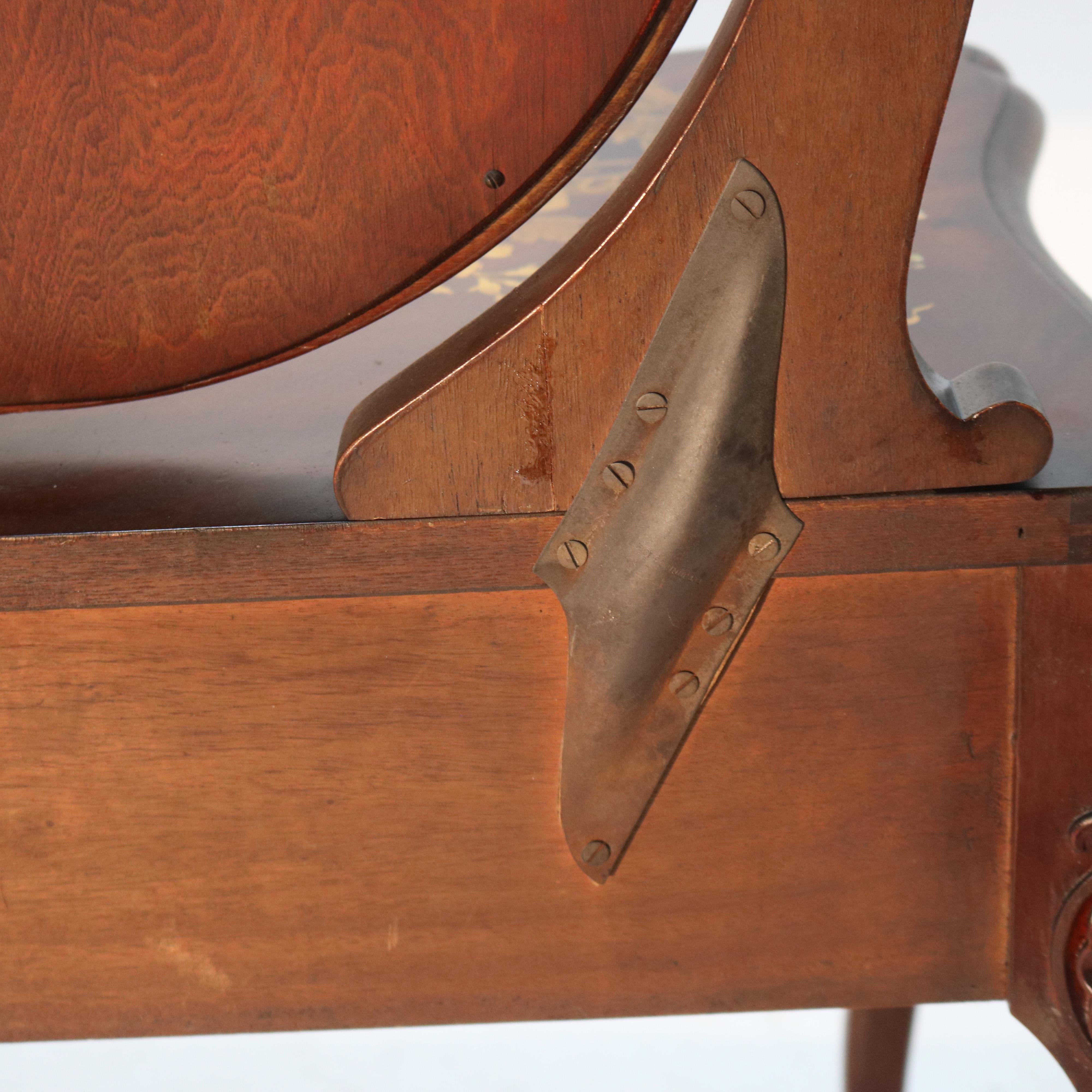 Antico tavolino da toilette RJ Horner in mogano e intarsio floreale C1900 in vendita 10