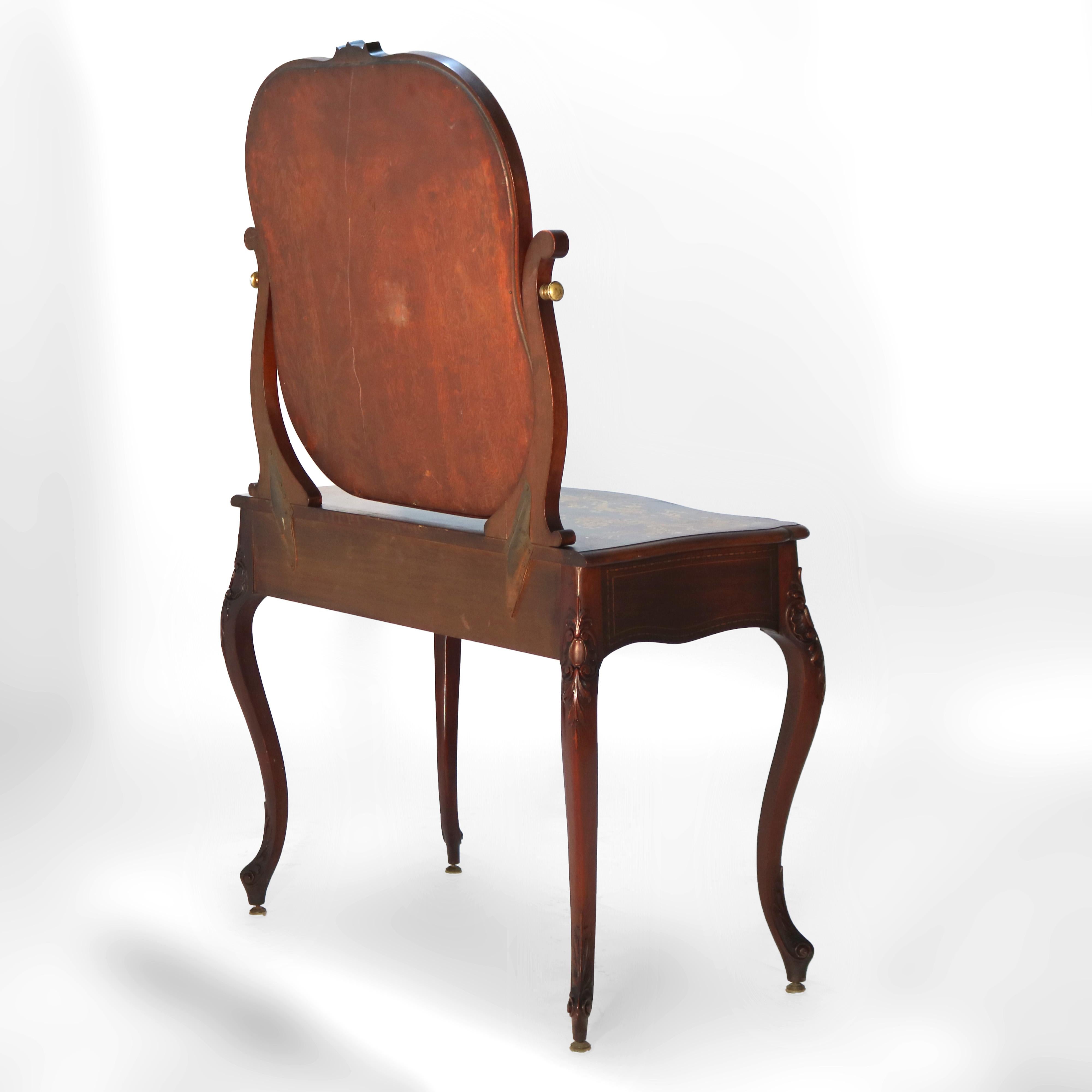 Antico tavolino da toilette RJ Horner in mogano e intarsio floreale C1900 in vendita 11