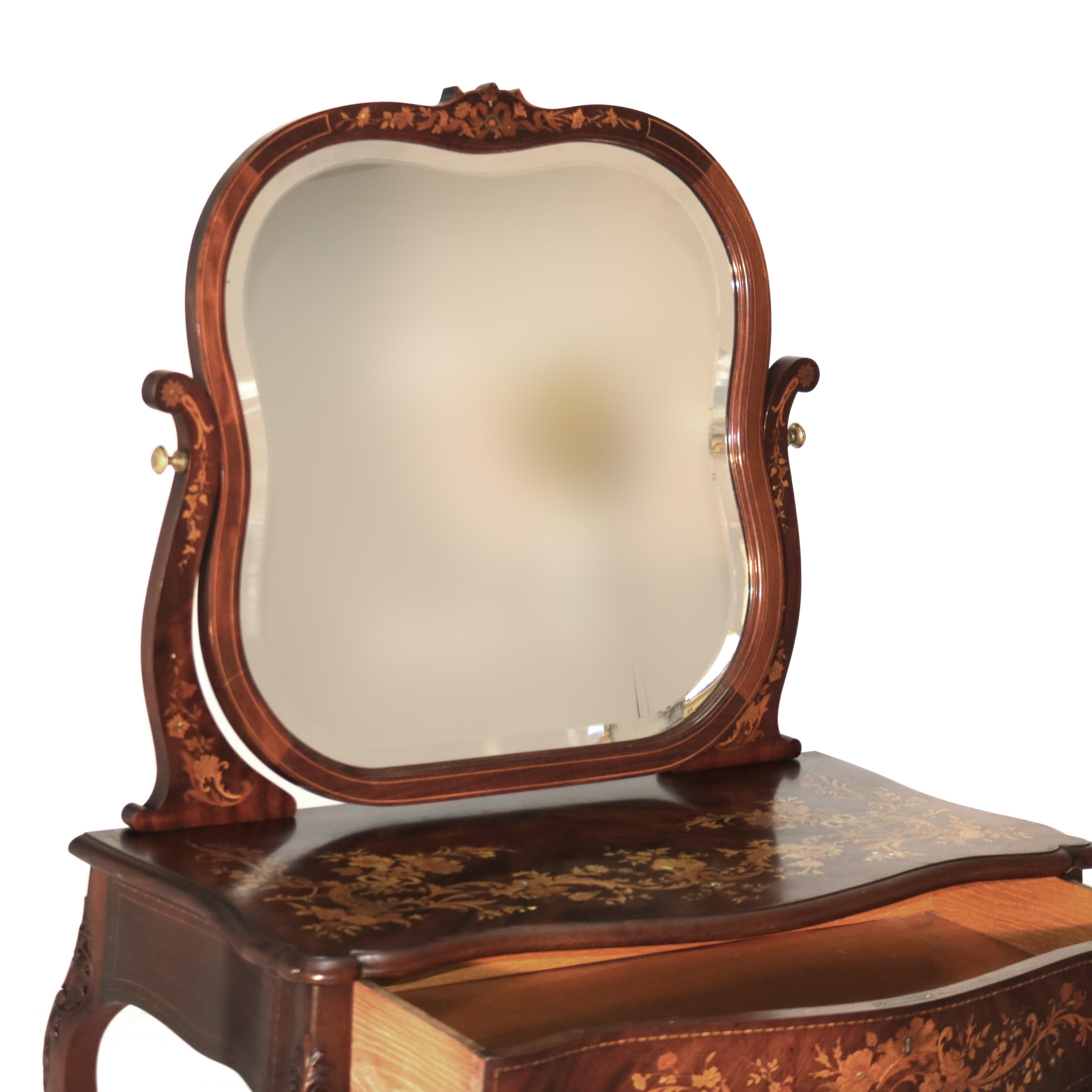 Antico tavolino da toilette RJ Horner in mogano e intarsio floreale C1900 in vendita 14