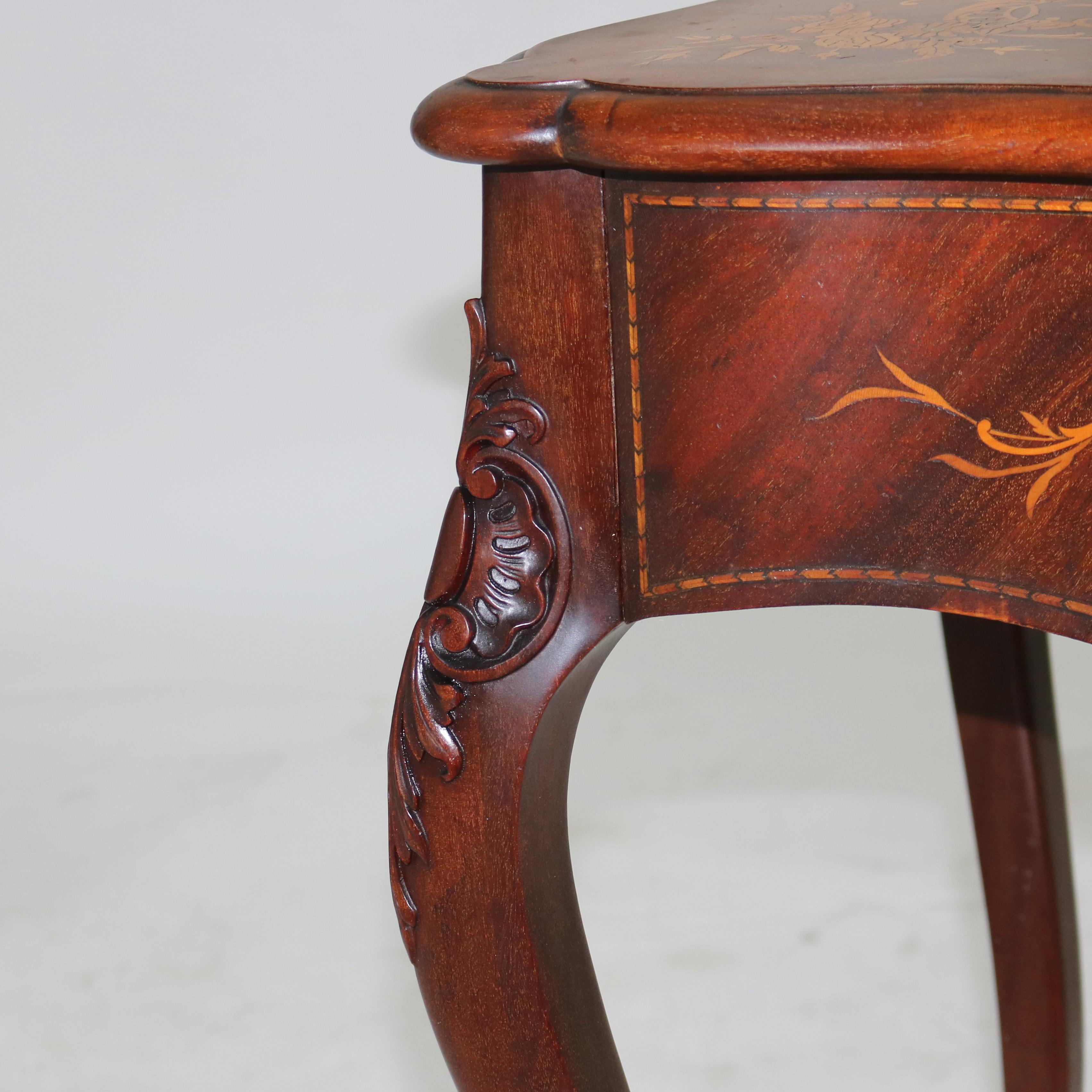 Antico tavolino da toilette RJ Horner in mogano e intarsio floreale C1900 in vendita 2