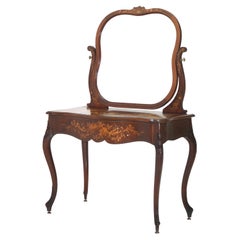 Antique RJ Horner Mahogany &Floral Marquetry Dressing Table C1900