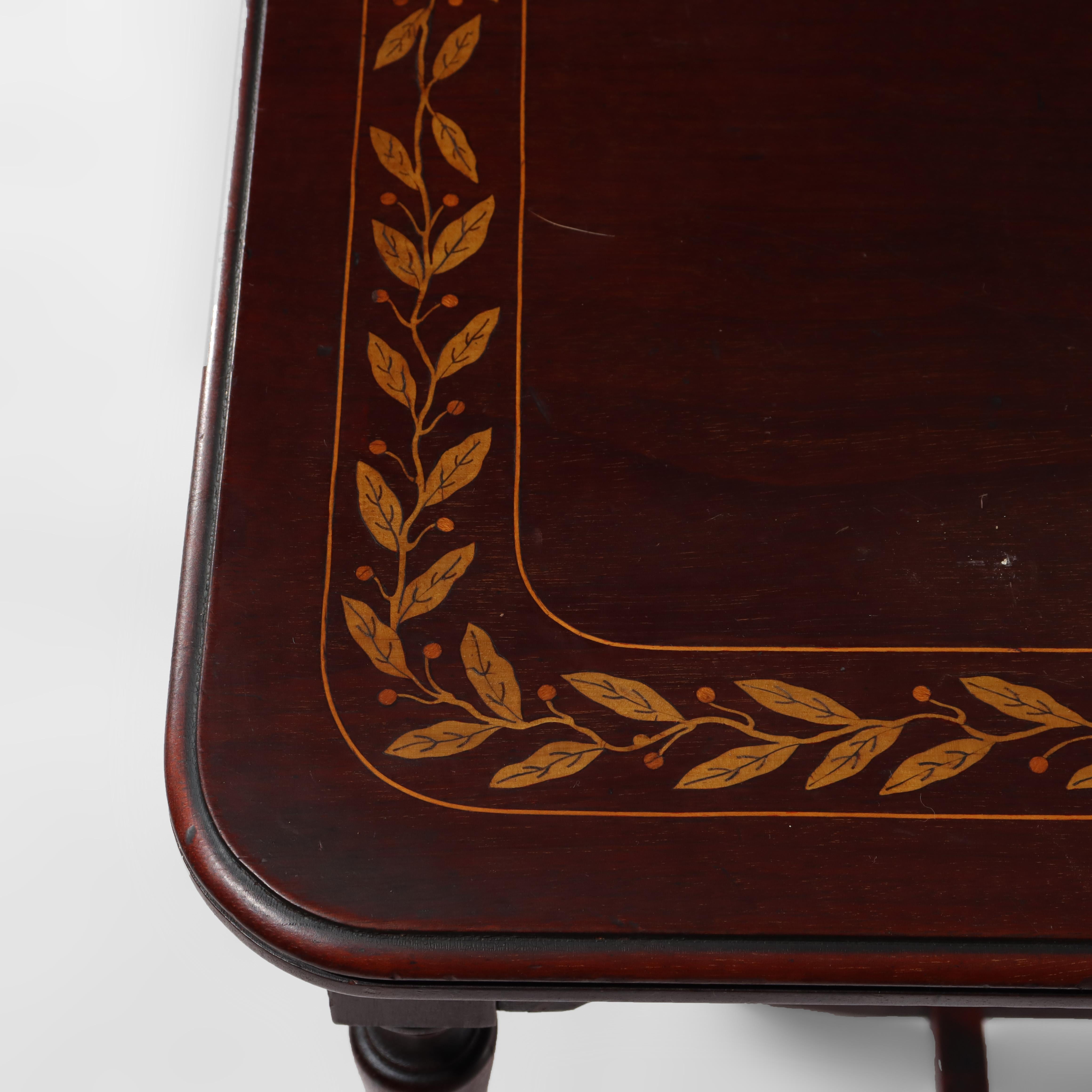 20th Century Antique RJ Horner Mahogany Side Table with Foliate Marquetry C1910 For Sale