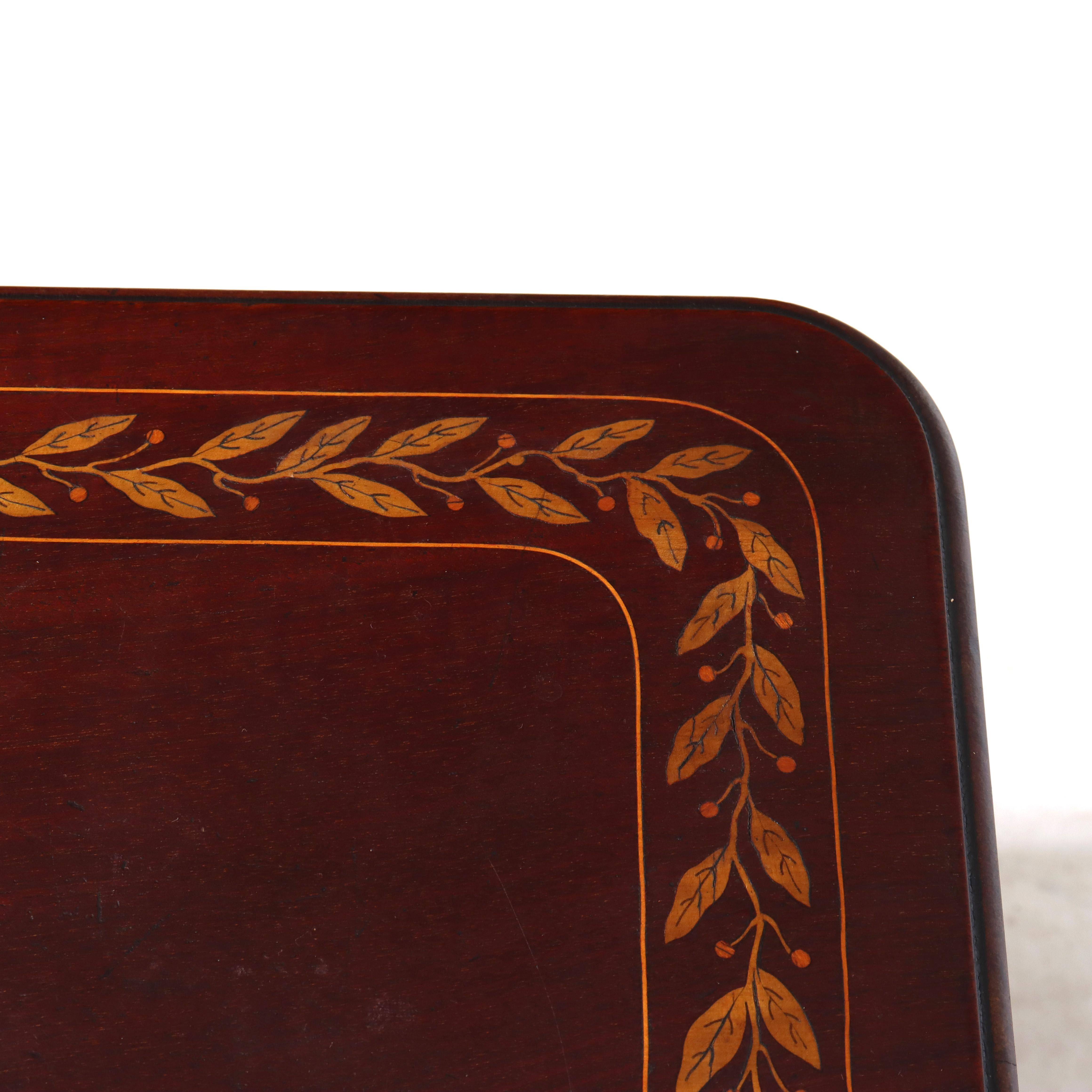 Antique RJ Horner Mahogany Side Table with Foliate Marquetry C1910 For Sale 2