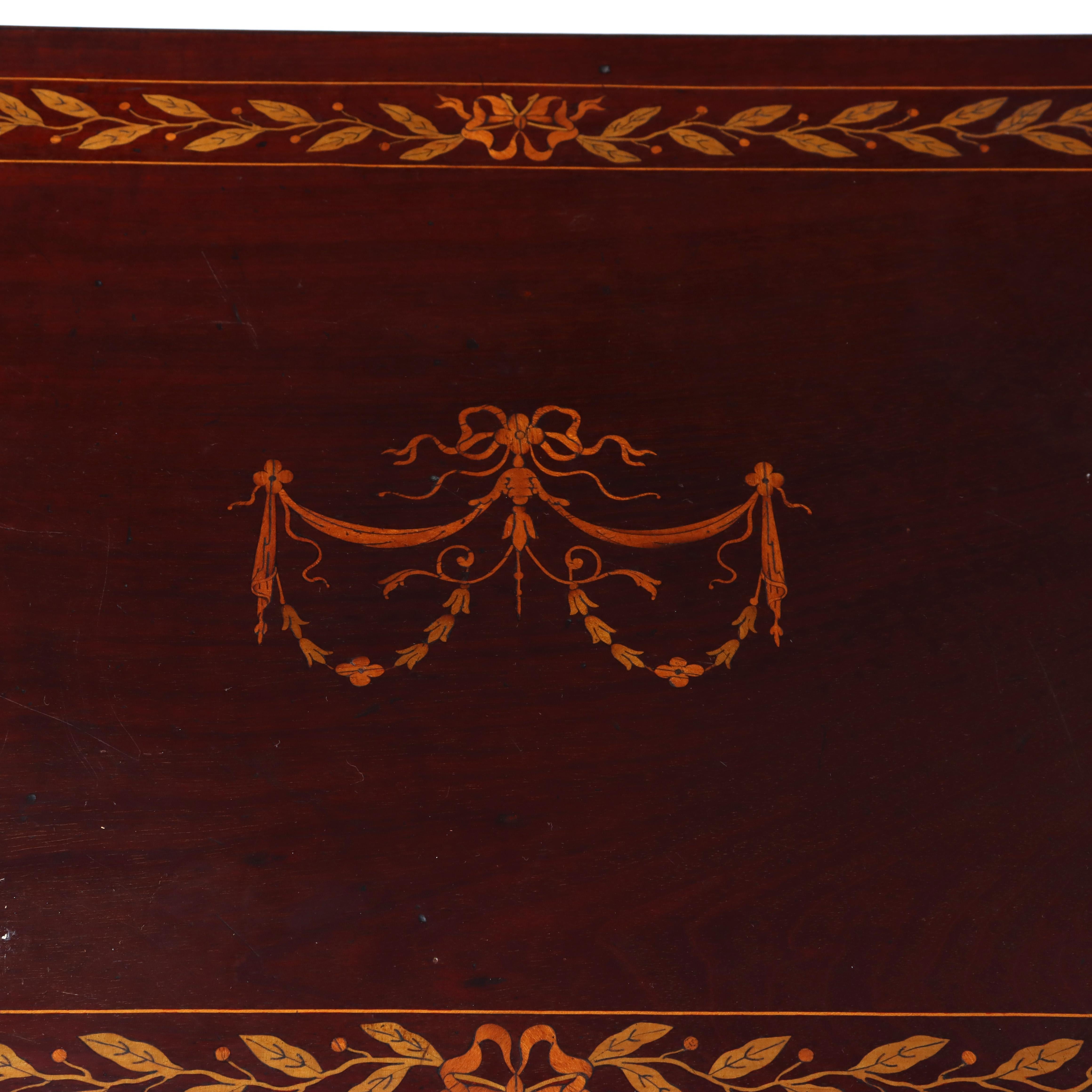 Antique RJ Horner Mahogany Side Table with Foliate Marquetry C1910 For Sale 3