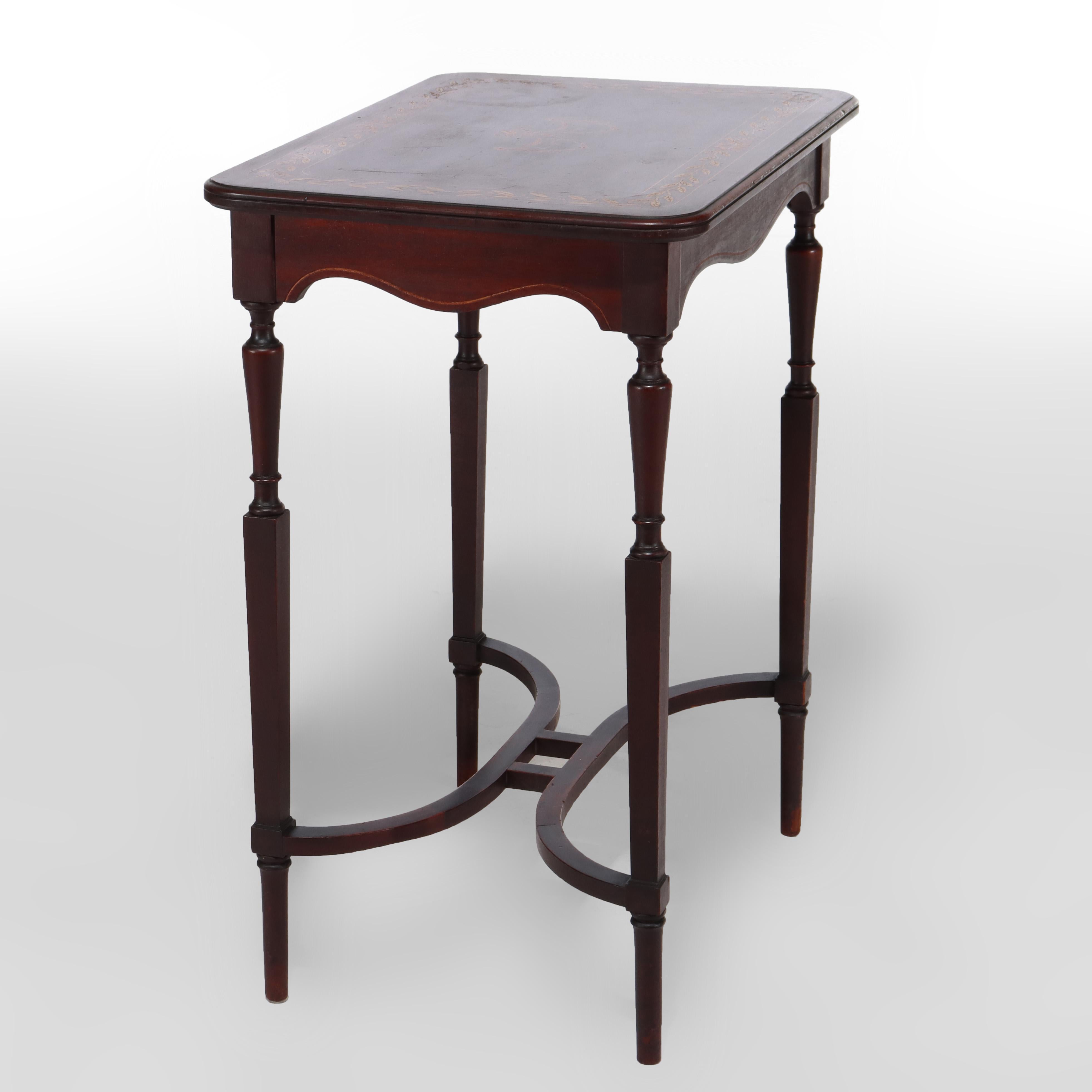 Antique RJ Horner Mahogany Side Table with Foliate Marquetry C1910 For Sale 4