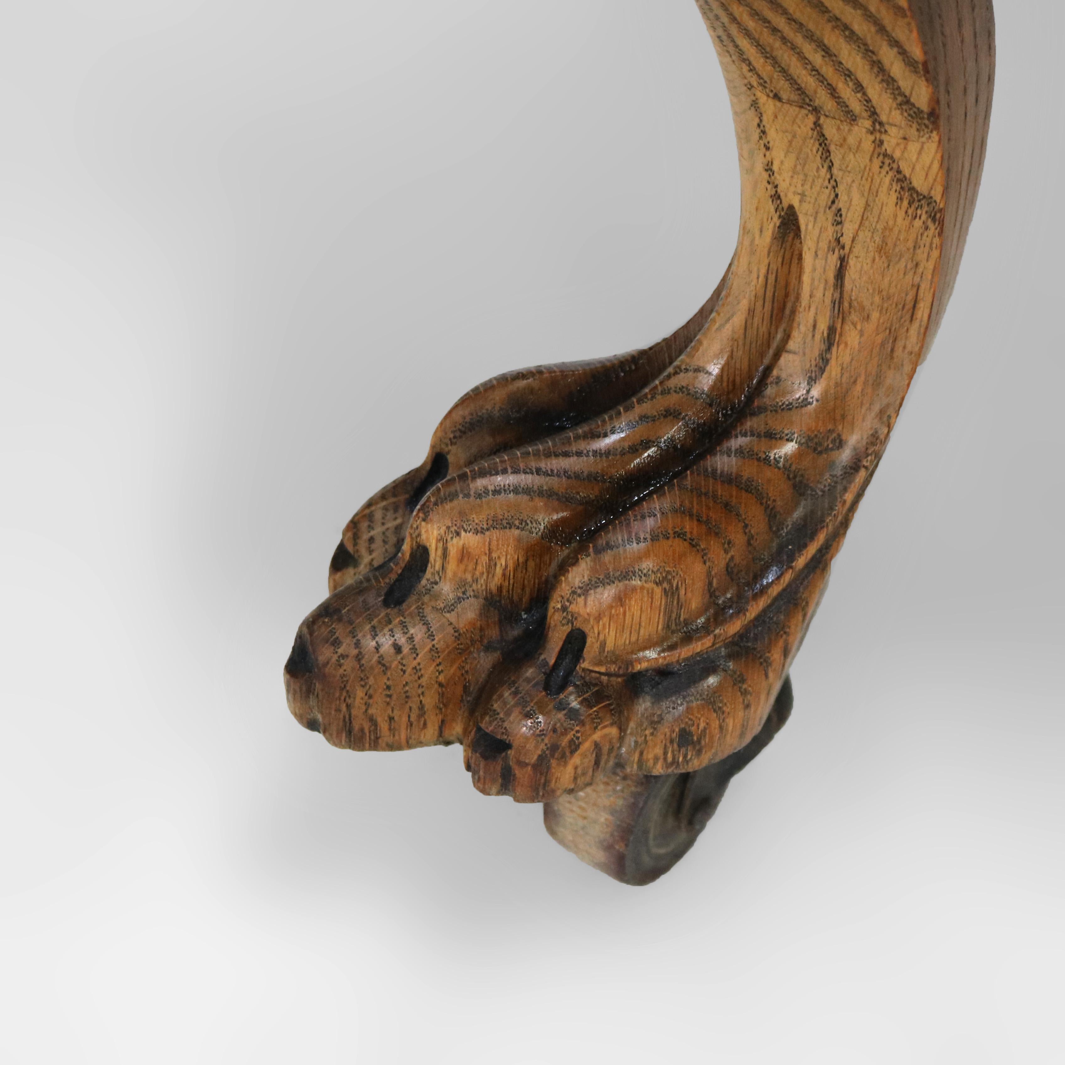 Antique RJ Horner Mirrored & Figural Carved Oak Server with Griffins c1890 7