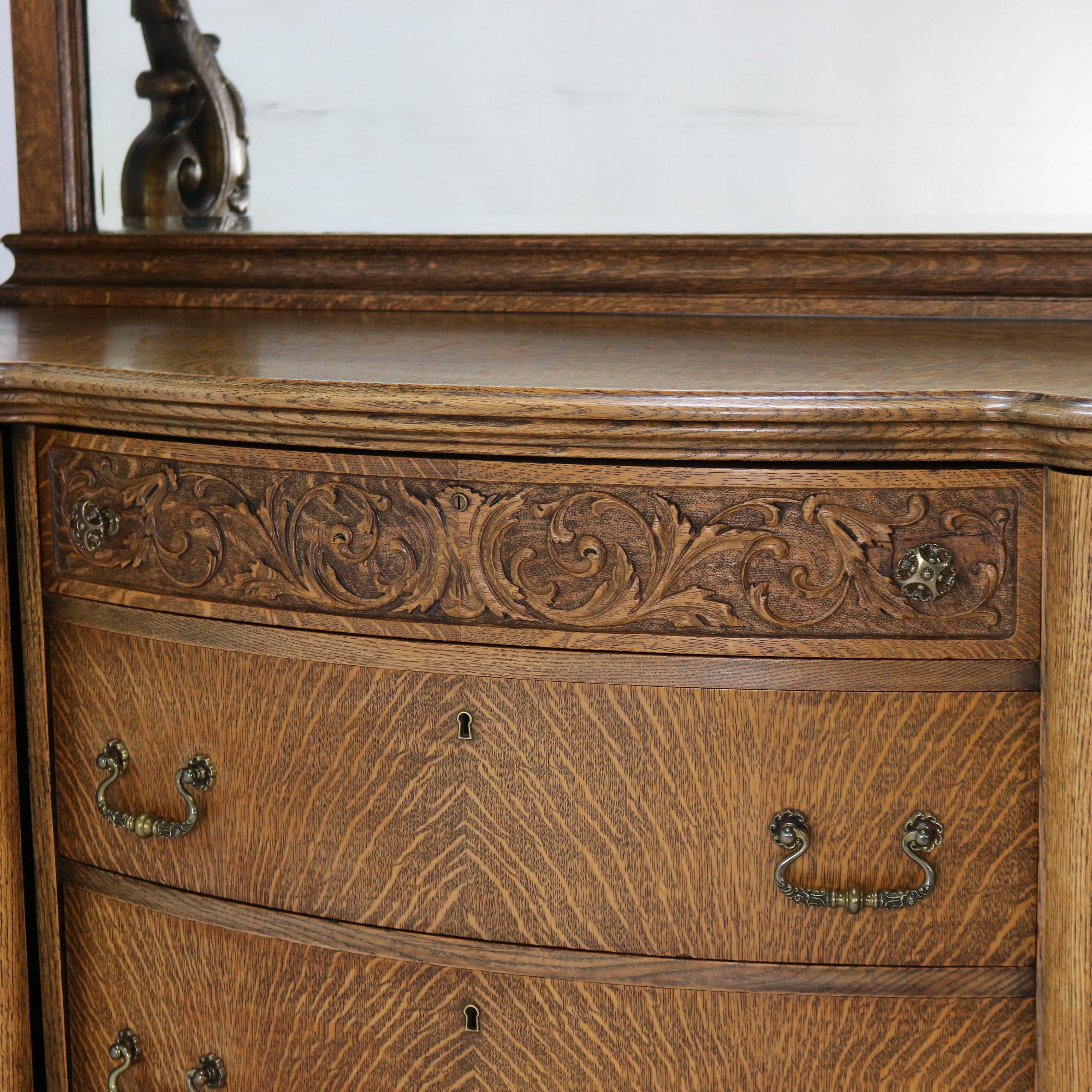 Antique RJ Horner Mirrored & Figural Carved Oak Server with Griffins c1890 3