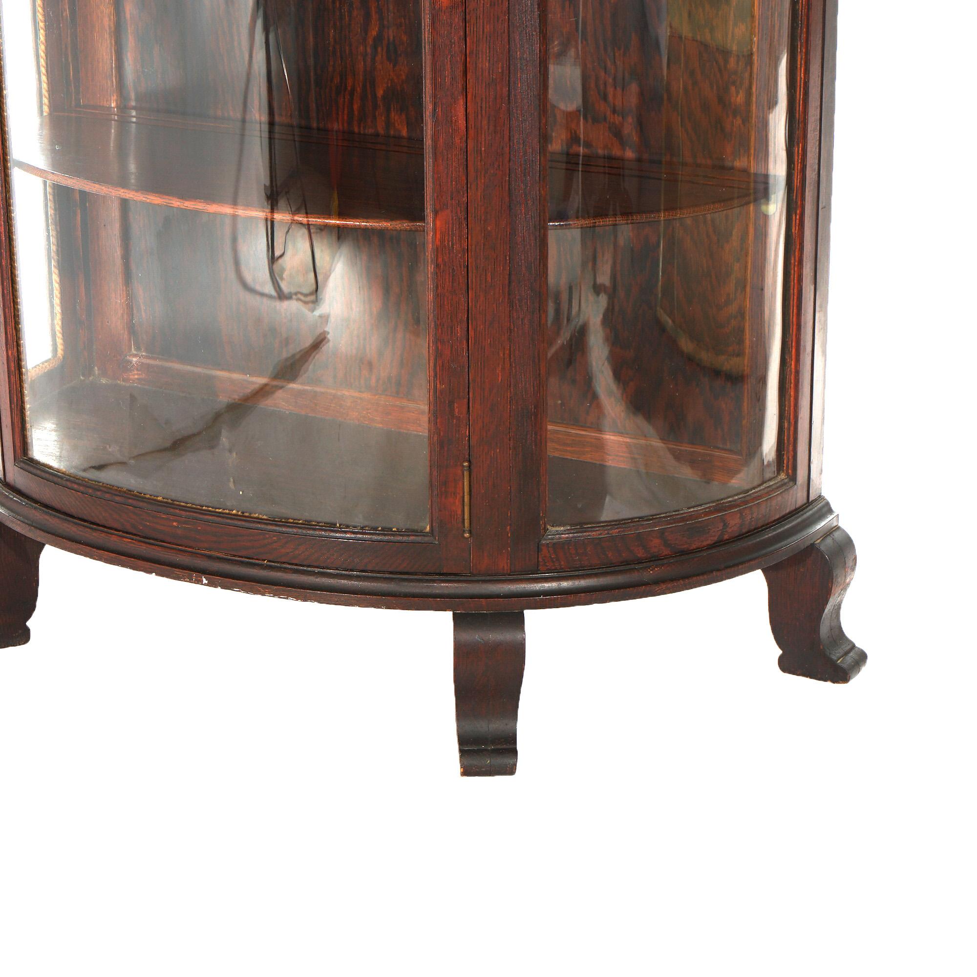Vitrine de Chine Antique RJ Horner Oak Curved Glass C1910 en vente 6