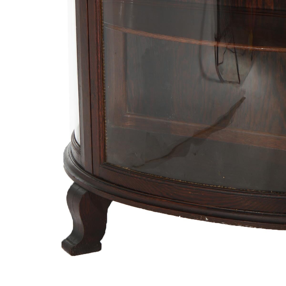 Vitrine de Chine Antique RJ Horner Oak Curved Glass C1910 en vente 7
