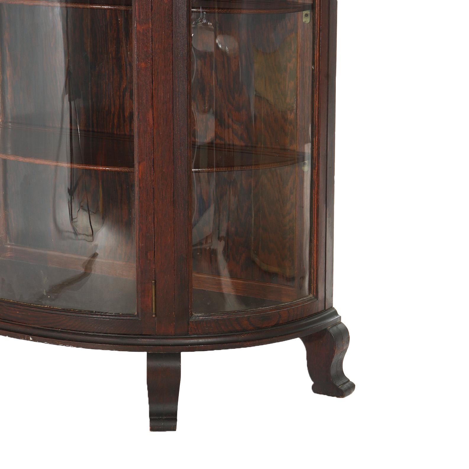 Vitrine de Chine Antique RJ Horner Oak Curved Glass C1910 en vente 8