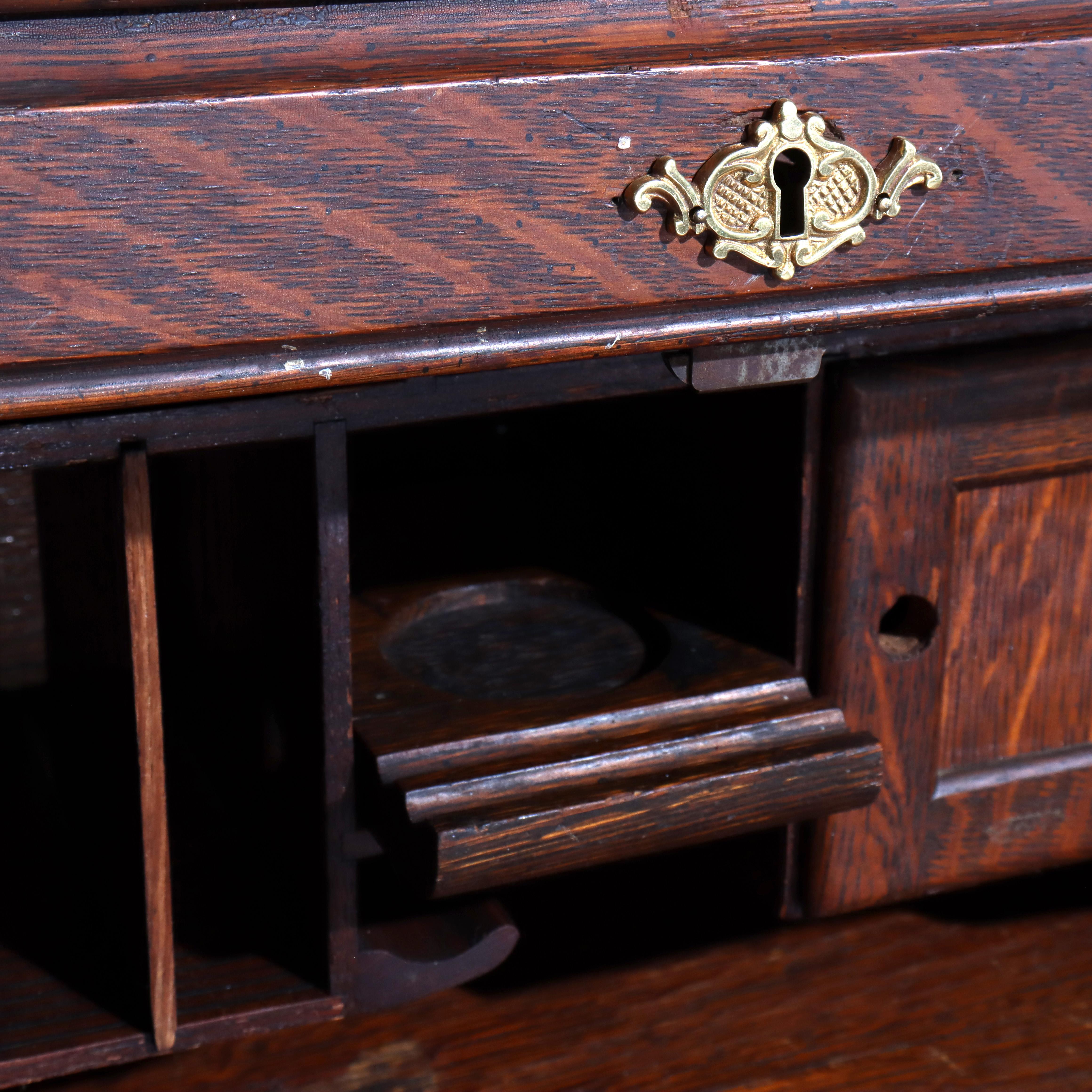 Ancien bureau à roulettes pour dames en chêne RJ Horner C1910 en vente 5