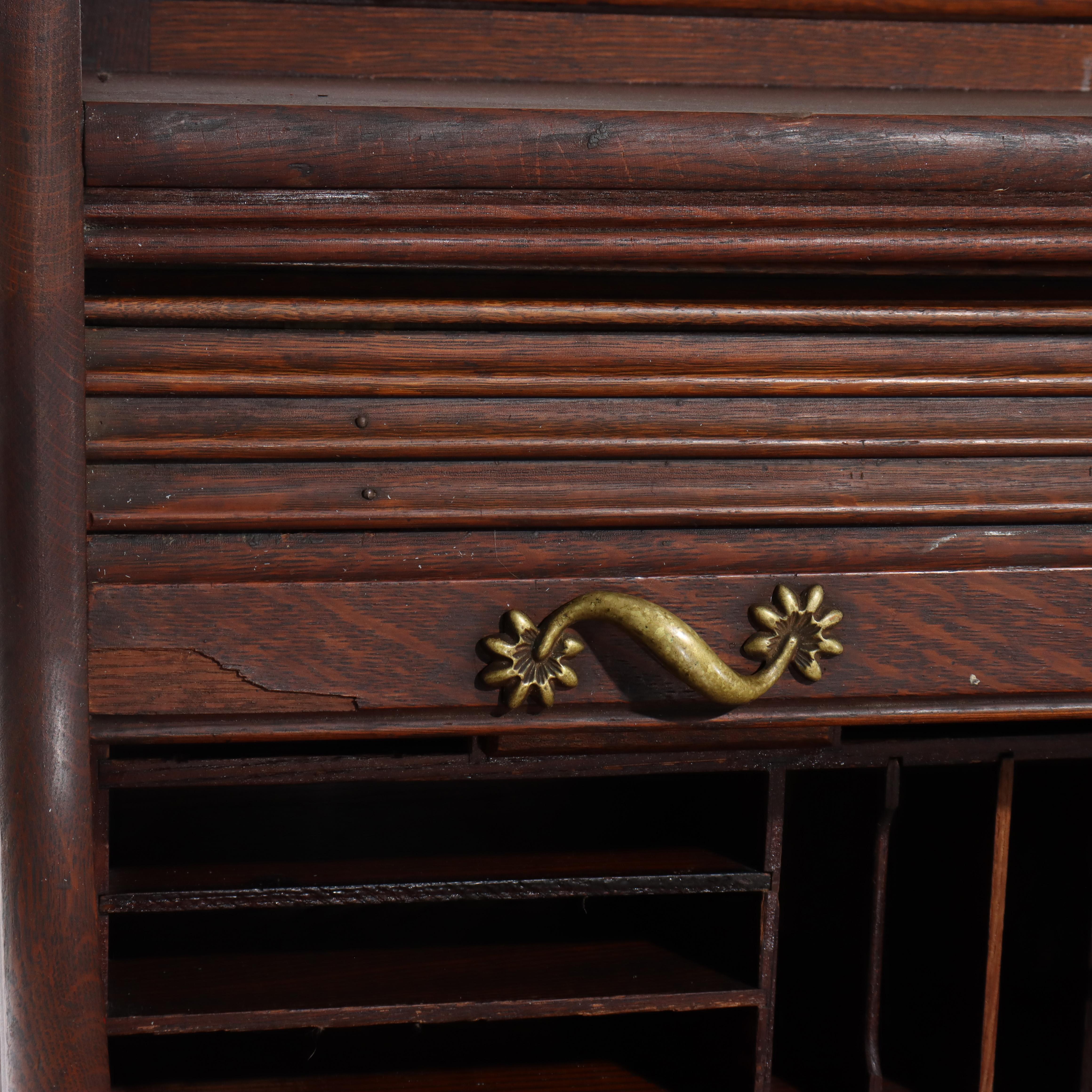 Ancien bureau à roulettes pour dames en chêne RJ Horner C1910 en vente 7