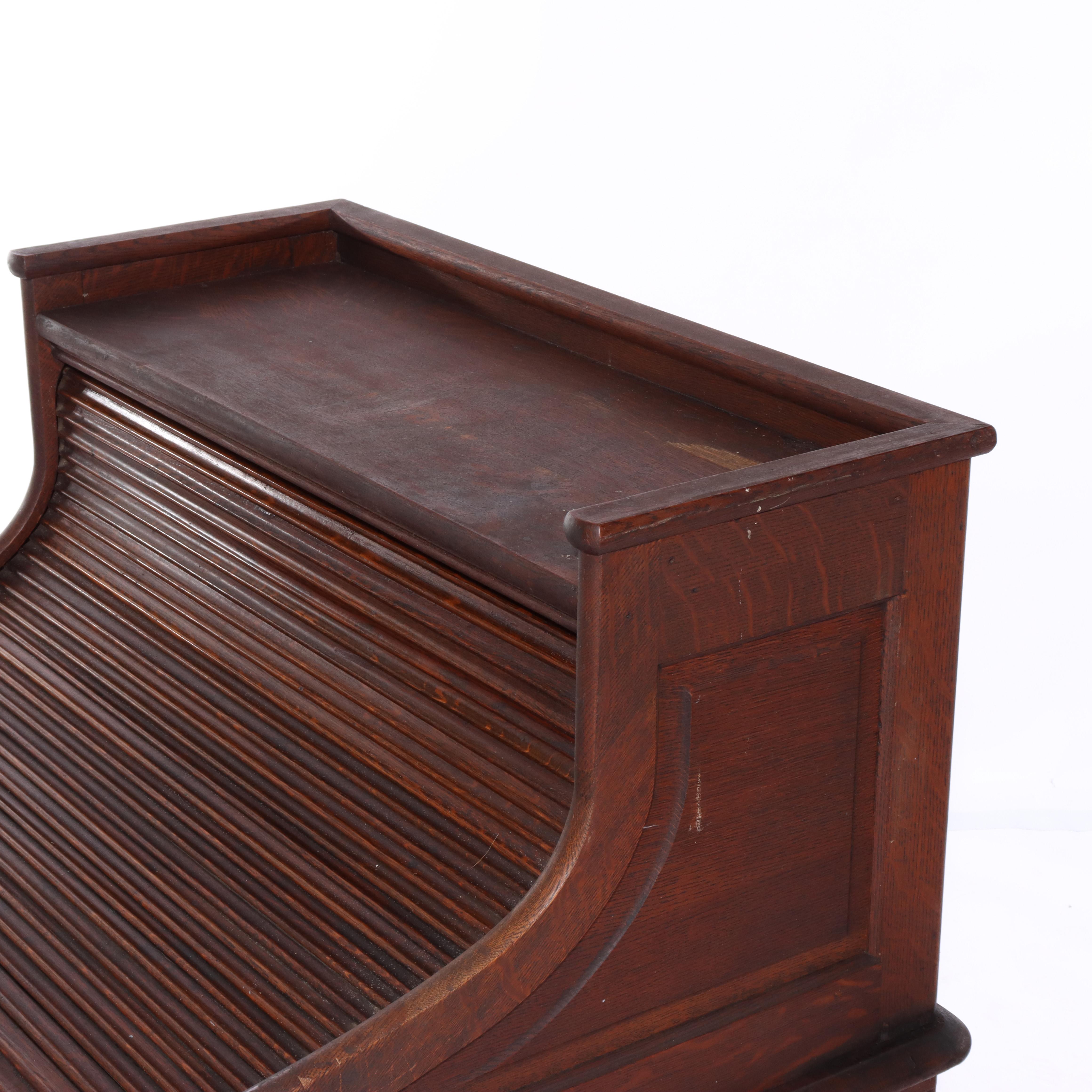 Ancien bureau à roulettes pour dames en chêne RJ Horner C1910 en vente 9