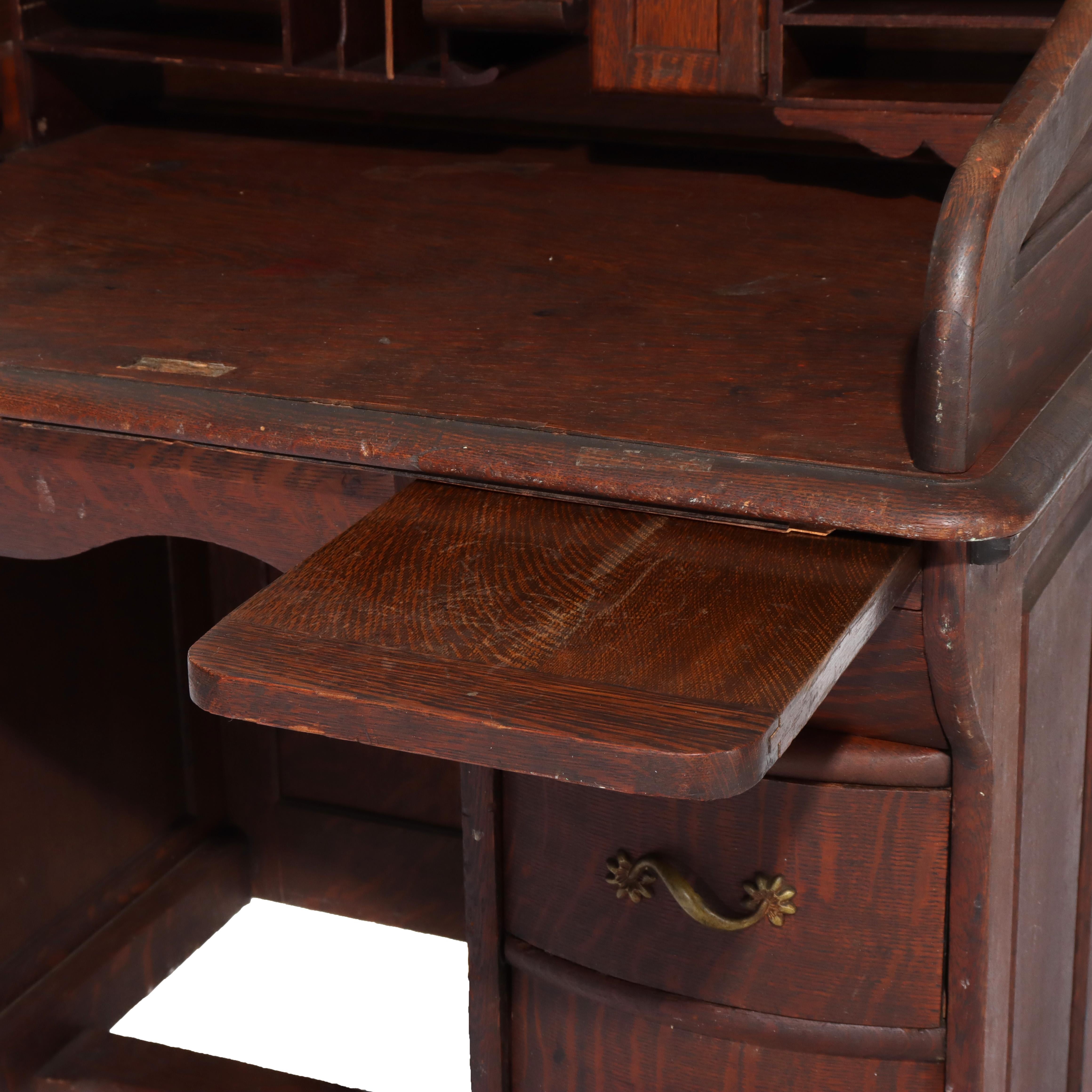Chêne Ancien bureau à roulettes pour dames en chêne RJ Horner C1910 en vente