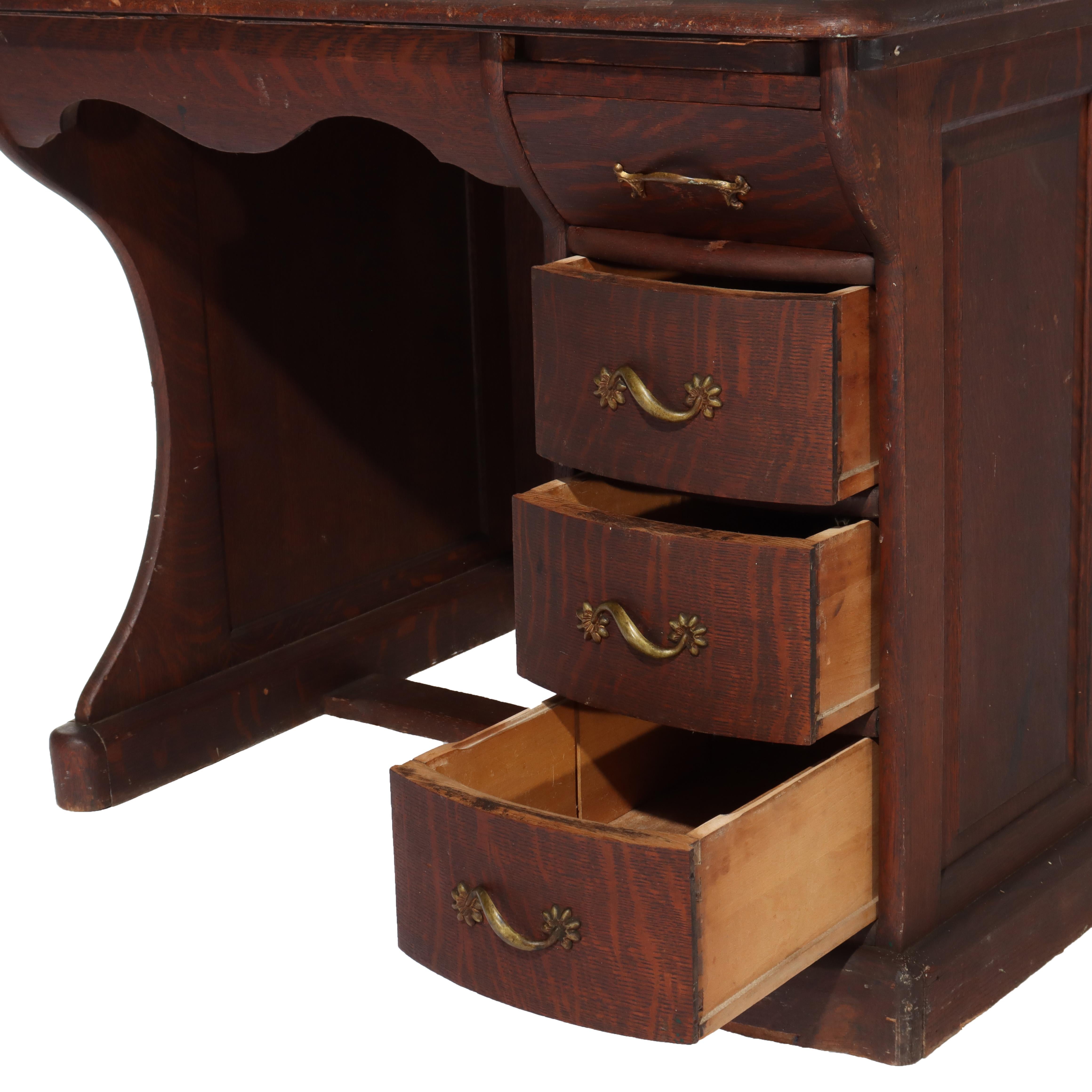 Ancien bureau à roulettes pour dames en chêne RJ Horner C1910 en vente 1