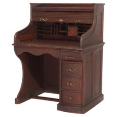 Antique RJ Horner Oak Ladies Roll Top Desk C1910
