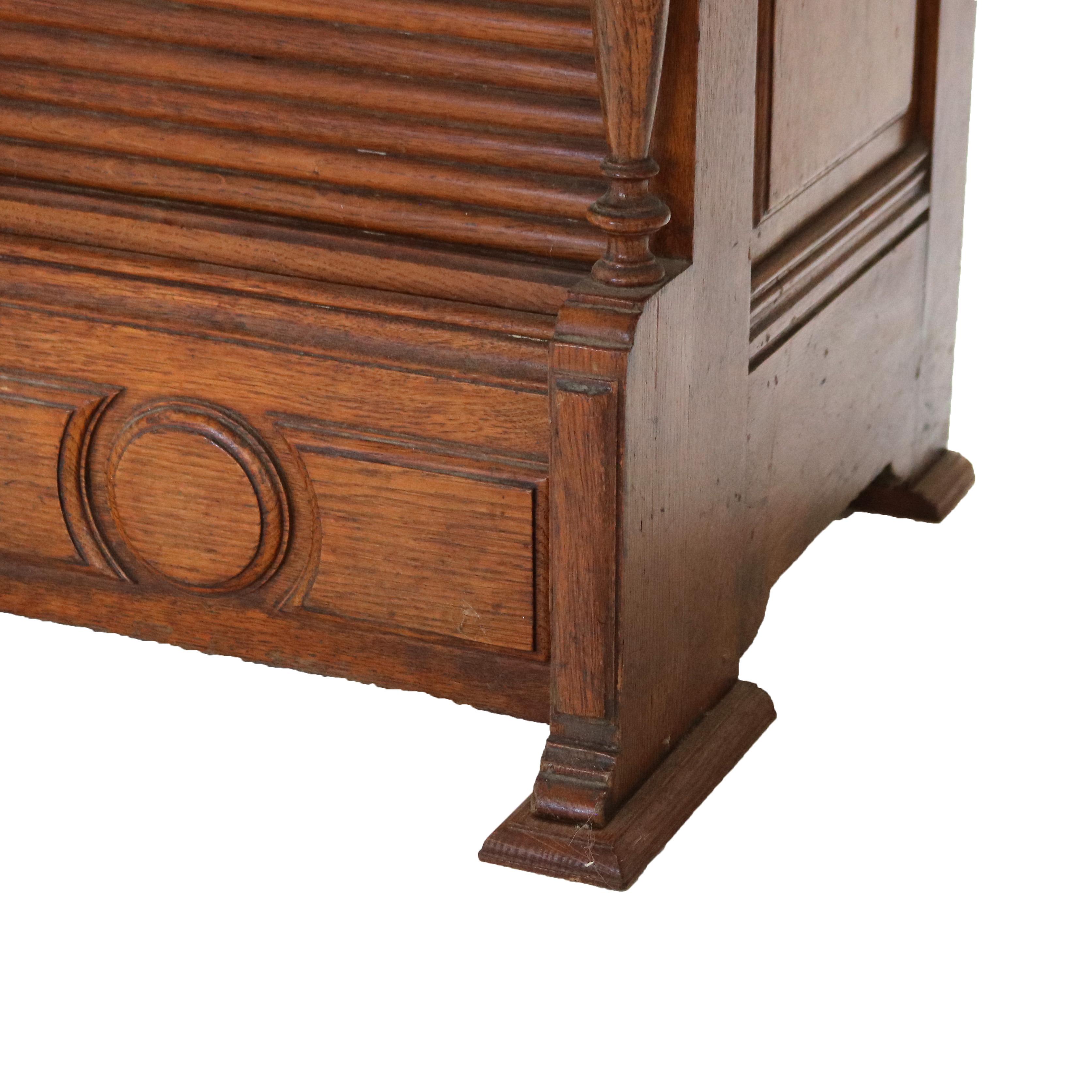 Antique RJ Horner Renaissance Revival Oak Tambour Roll Front Music Cabinet C1910 9