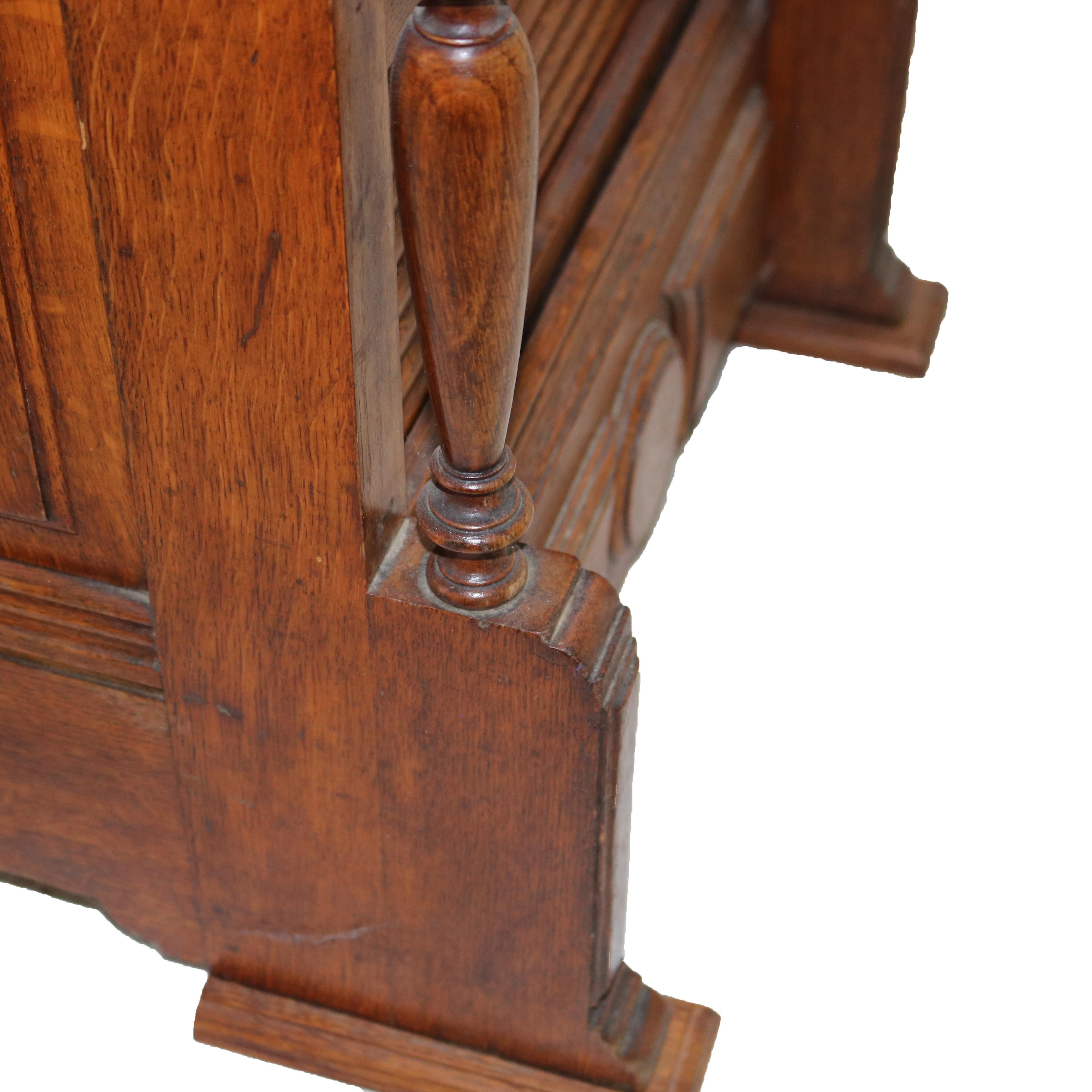 Antique RJ Horner Renaissance Revival Oak Tambour Roll Front Music Cabinet C1910 10