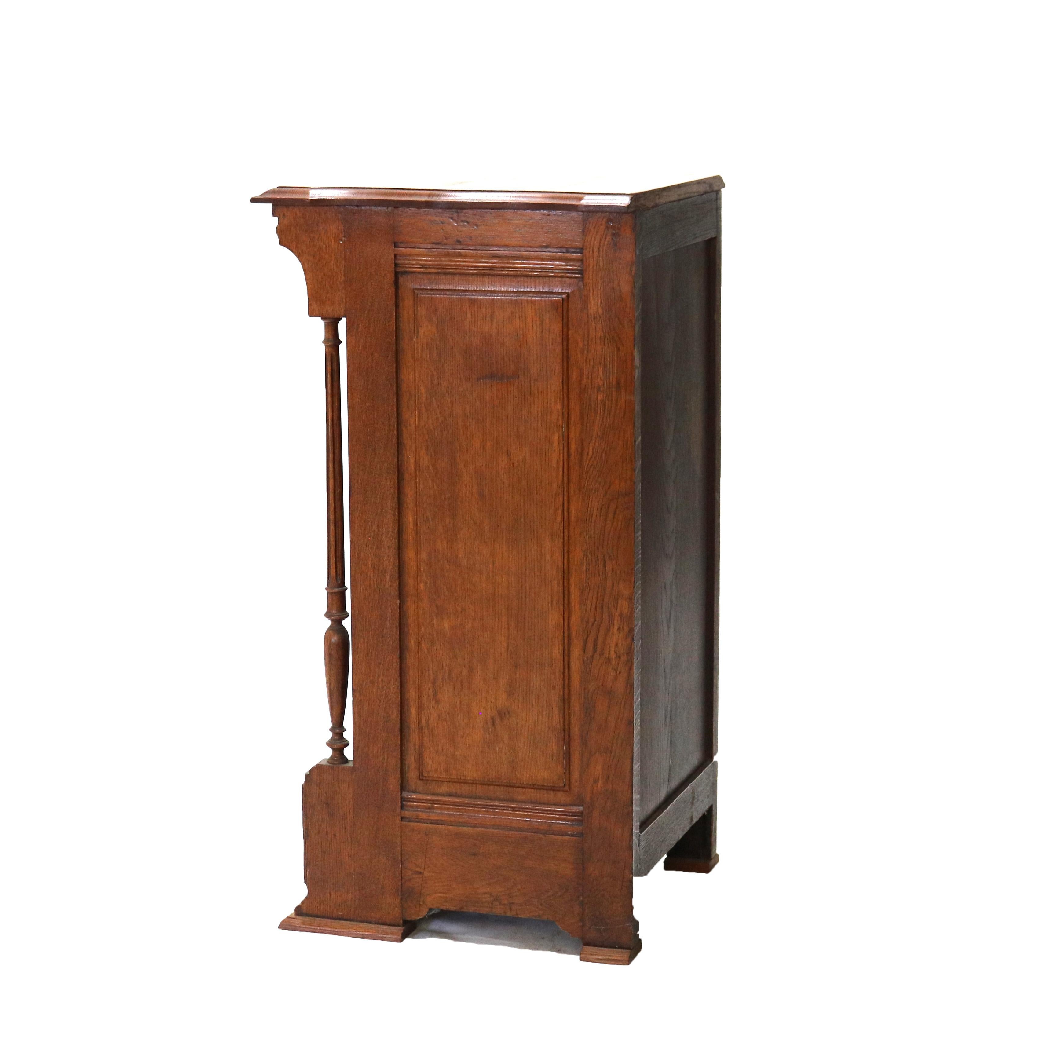 Antique RJ Horner Renaissance Revival Oak Tambour Roll Front Music Cabinet C1910 11