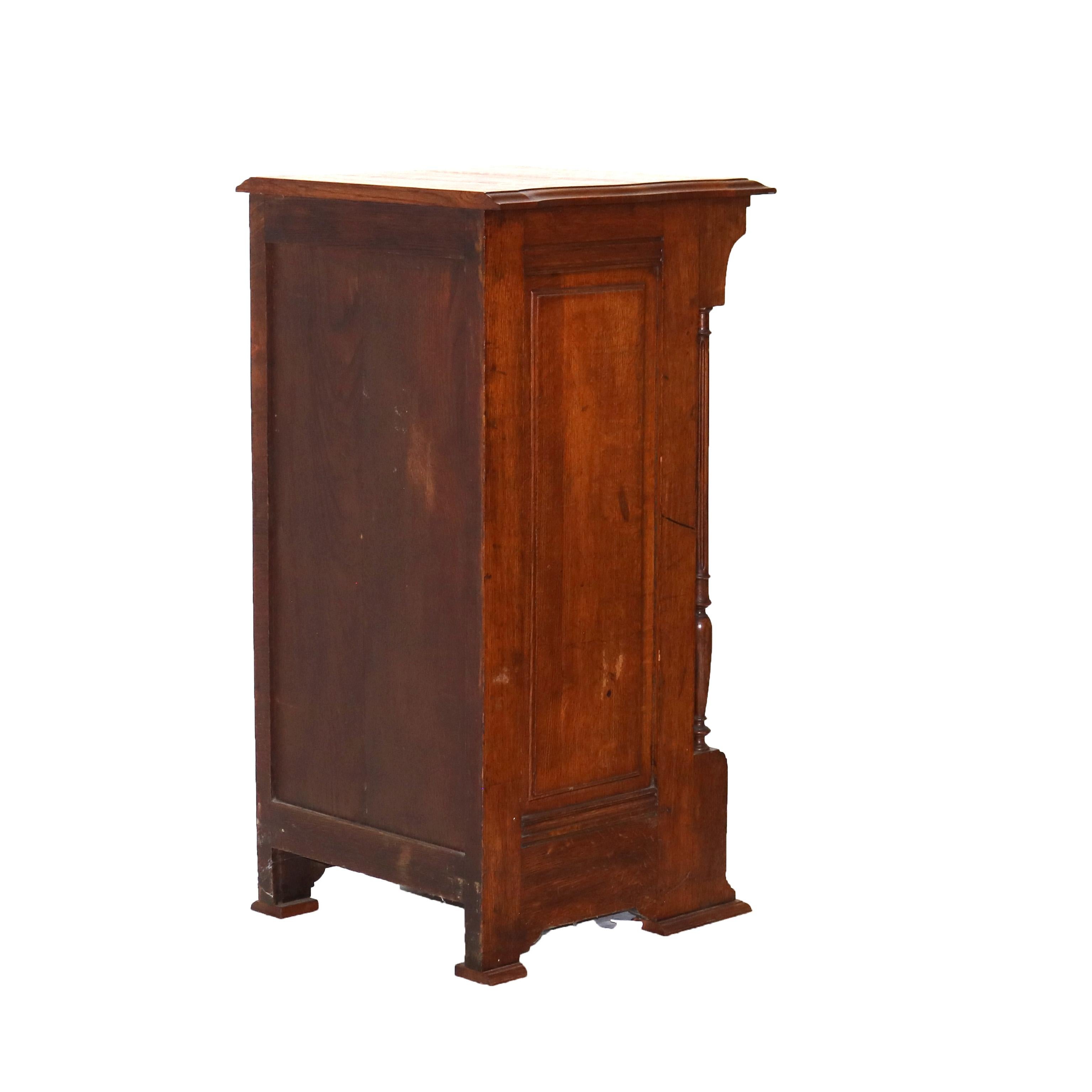 Antique RJ Horner Renaissance Revival Oak Tambour Roll Front Music Cabinet C1910 12