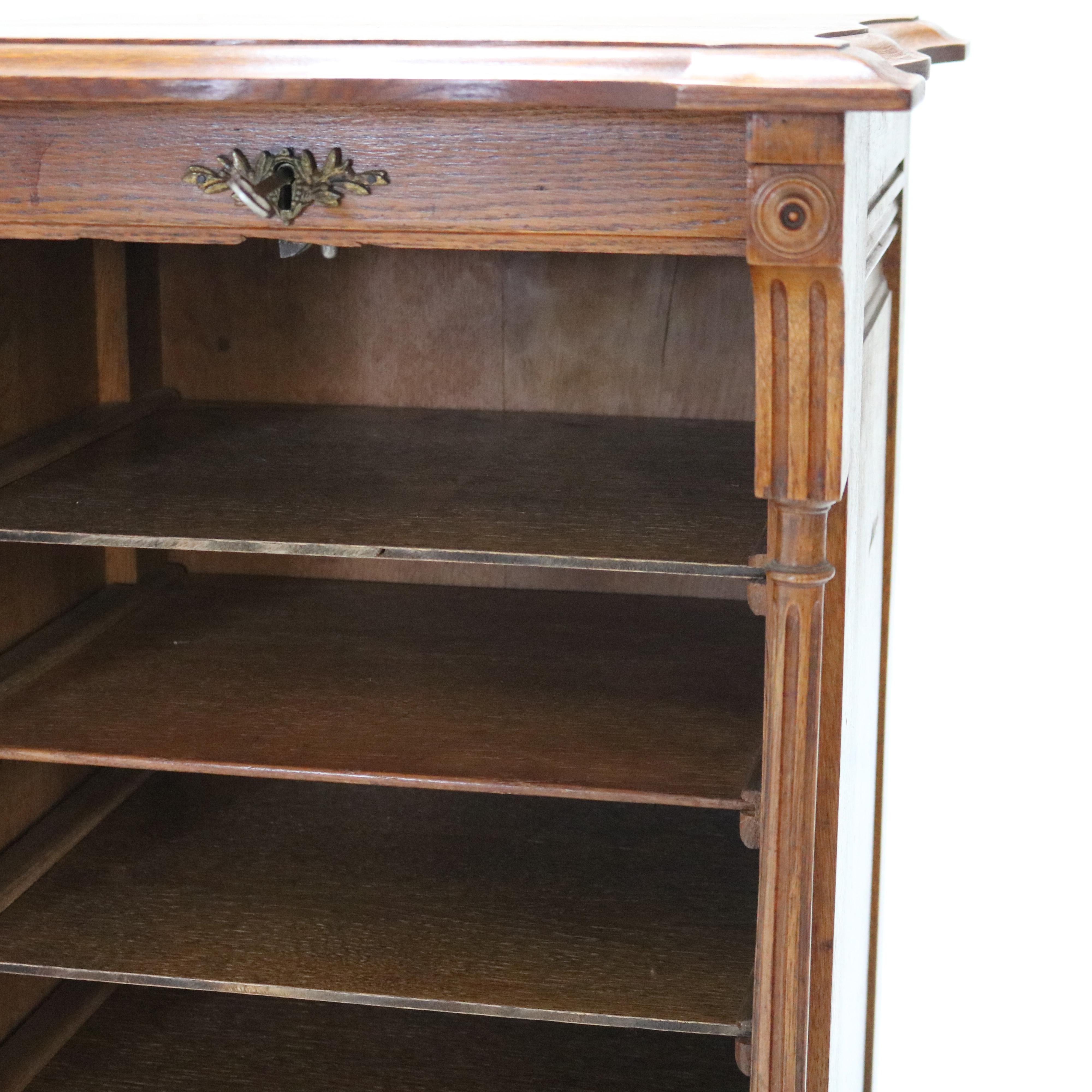 Antique RJ Horner Renaissance Revival Oak Tambour Roll Front Music Cabinet C1910 5