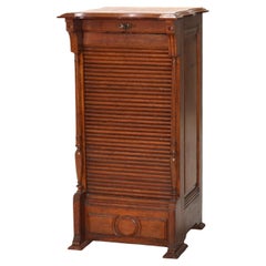 Antique RJ Horner Renaissance Revival Oak Tambour Roll Front Music Cabinet C1910