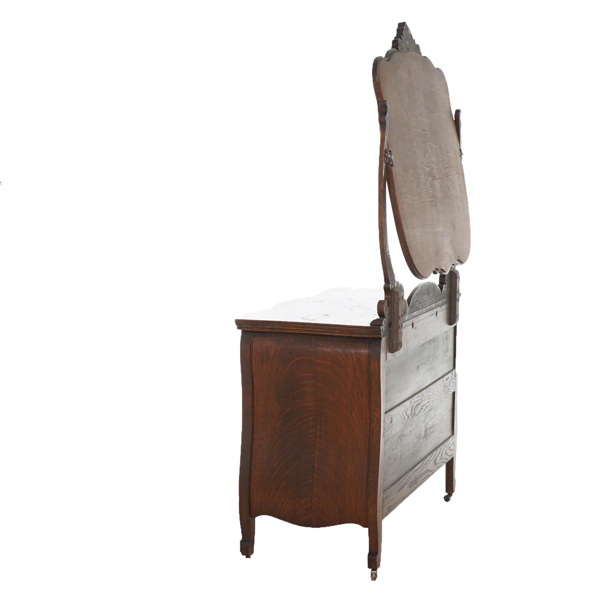 Antique RJ Horner School Bombay Serpentine & Mirrored Oak Dresser C1910 5