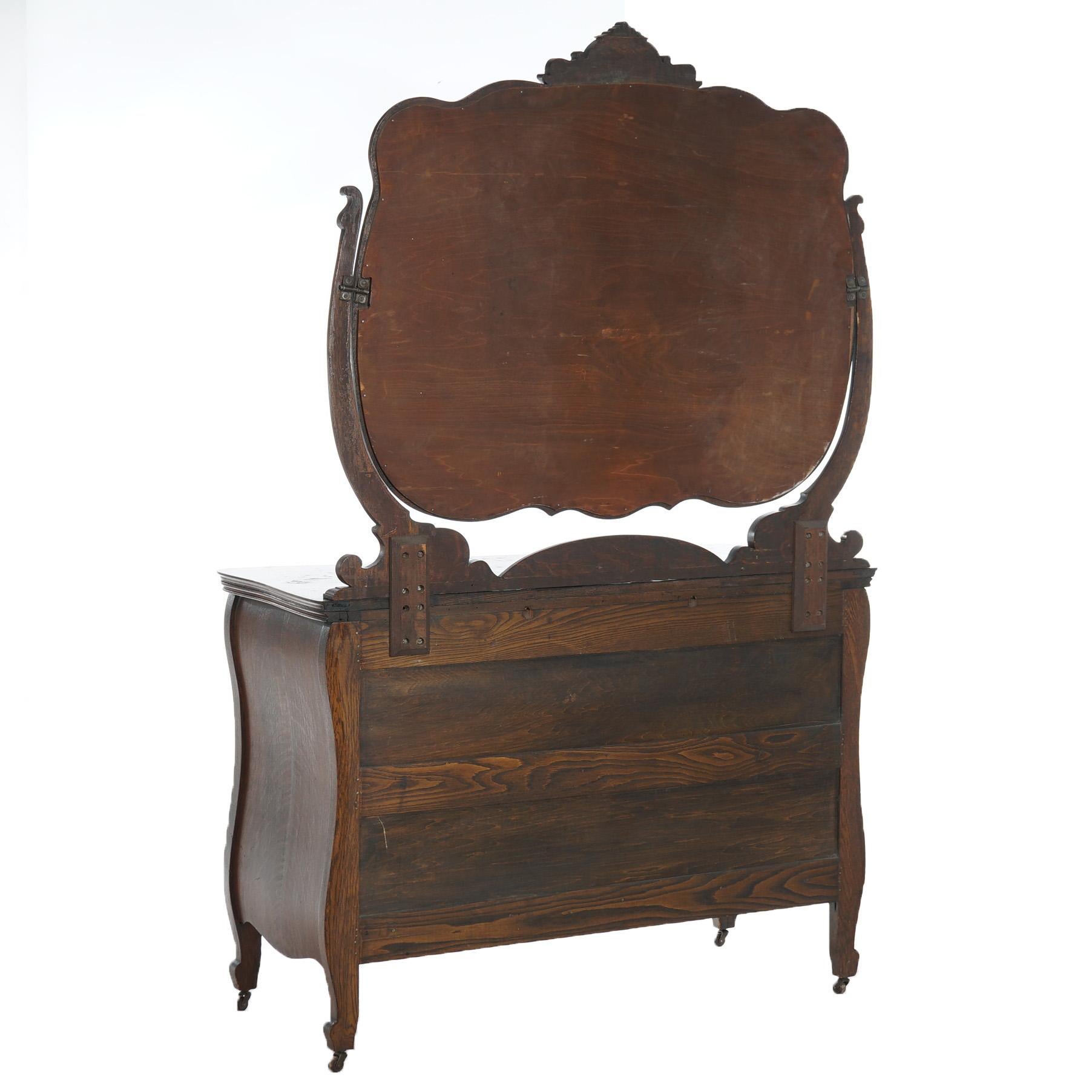 Antique RJ Horner School Bombay Serpentine & Mirrored Oak Dresser C1910 6