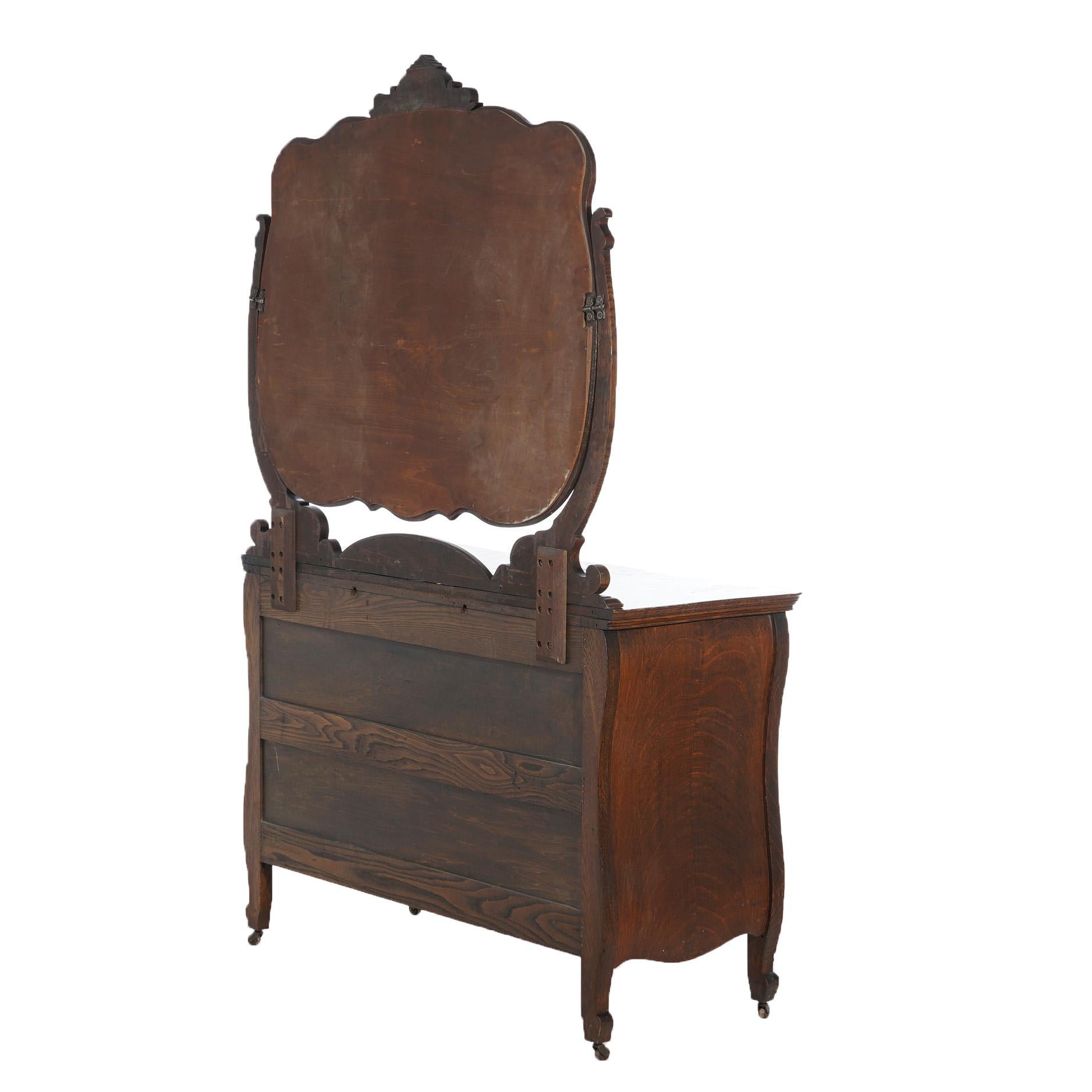 Antique RJ Horner School Bombay Serpentine & Mirrored Oak Dresser C1910 8