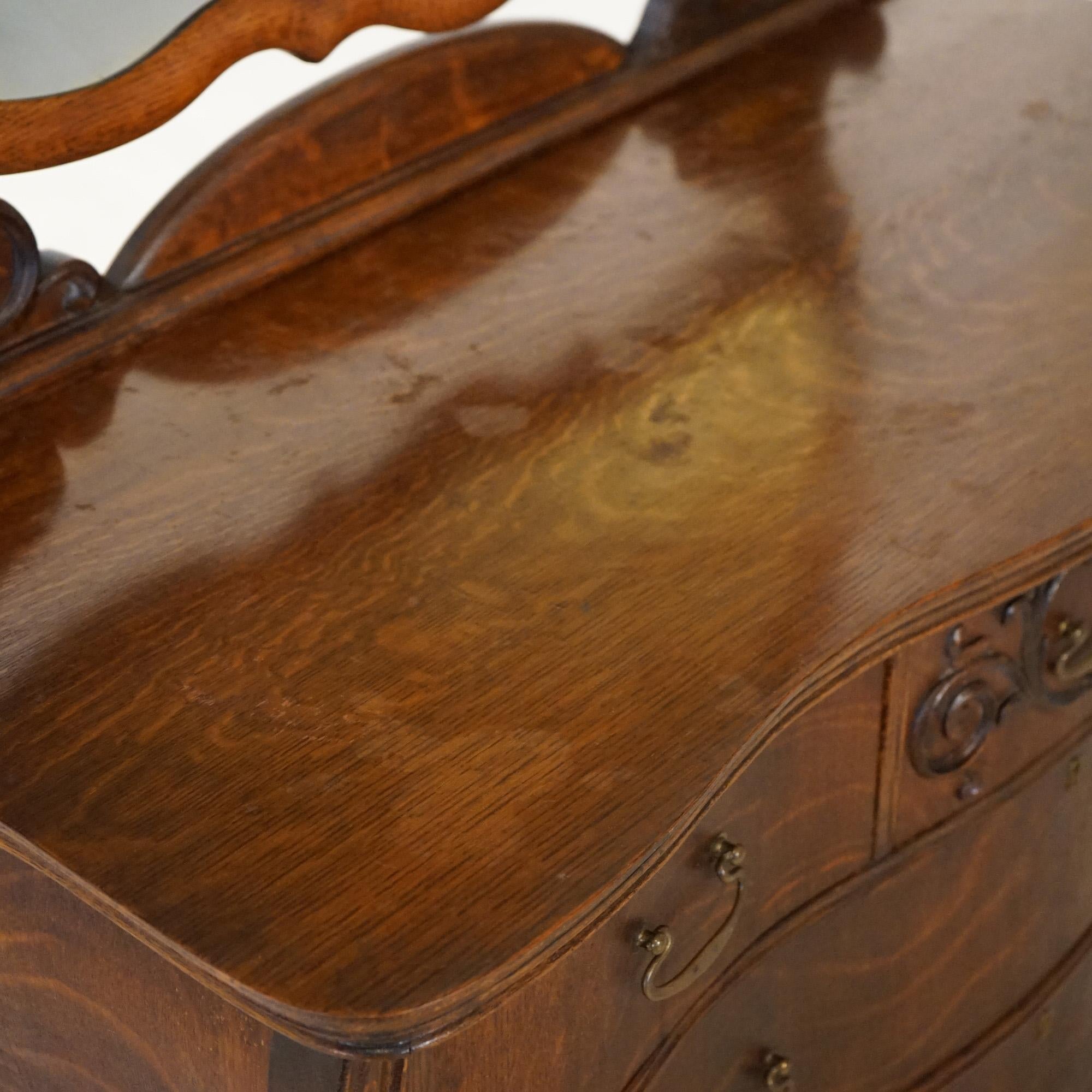Antique RJ Horner School Bombay Serpentine & Mirrored Oak Dresser C1910 10