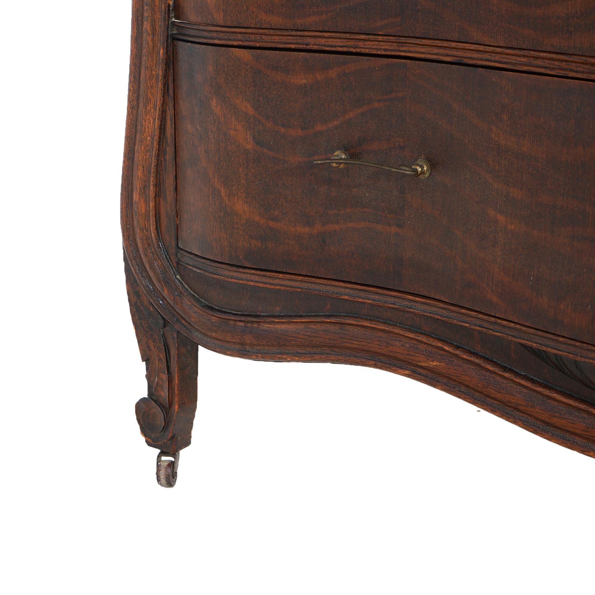 Antique RJ Horner School Bombay Serpentine & Mirrored Oak Dresser C1910 2