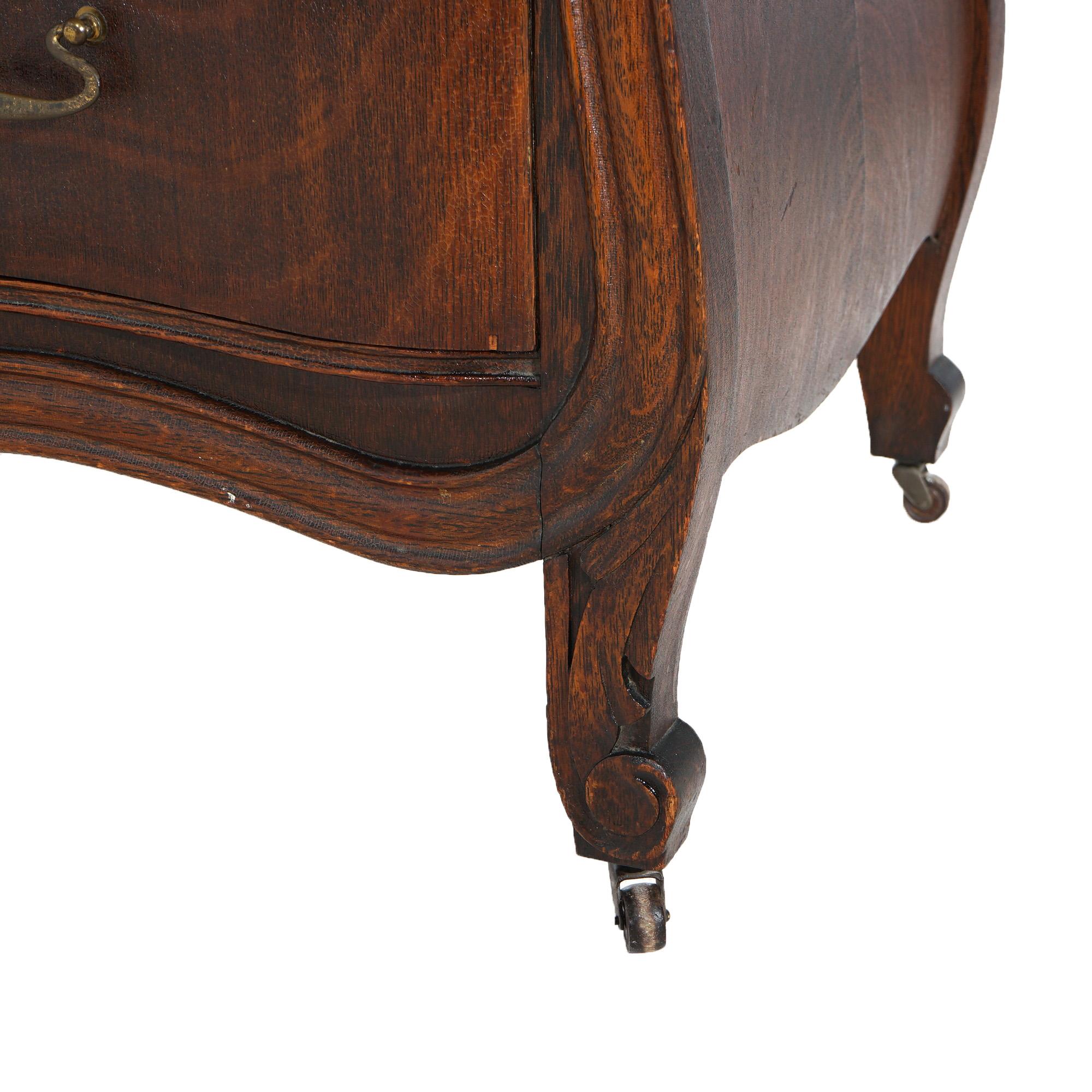 Antique RJ Horner School Bombay Serpentine & Mirrored Oak Dresser C1910 3